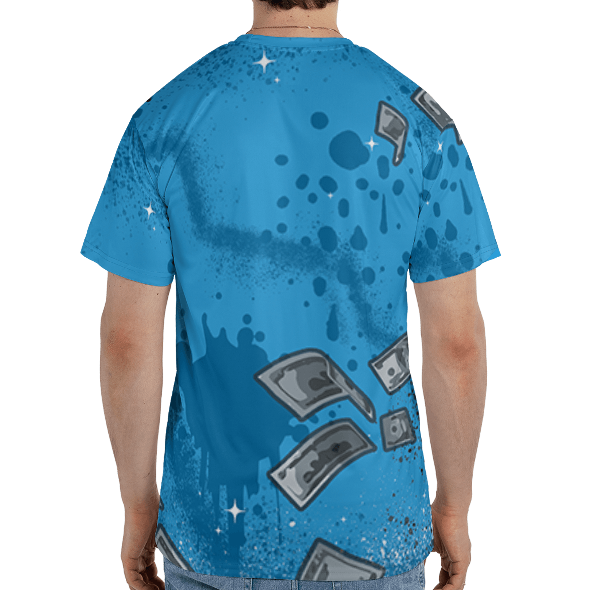 Powder Blue 9s T Shirt Match Cash Money 3D All-Over Print Splash Paint - NastyJamz