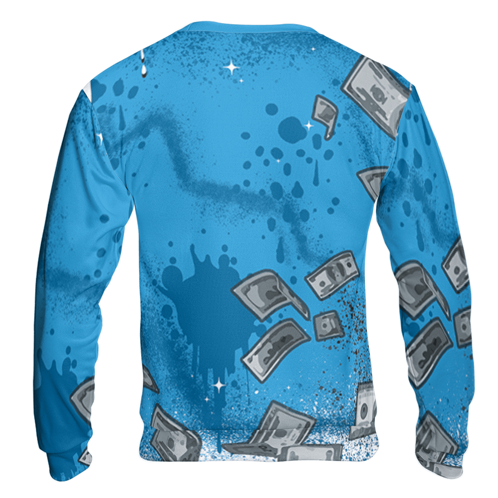 Powder Blue 9s Sweatshirt Match Cash Money 3D All-Over Print Splash Paint - NastyJamz