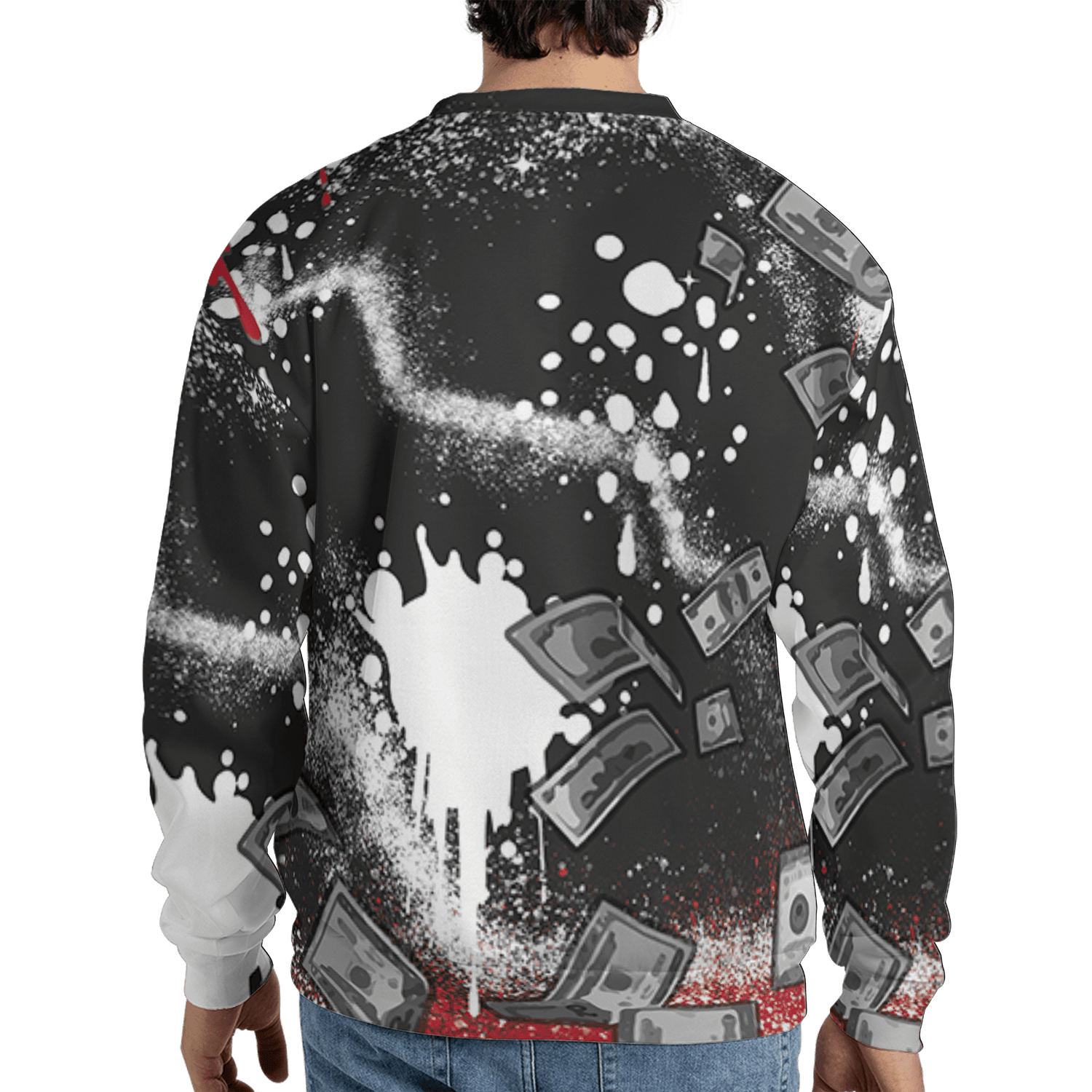Spizike Low Bred Sweatshirt Match Cash Money 3D All-Over Print Splash Paint - NastyJamz