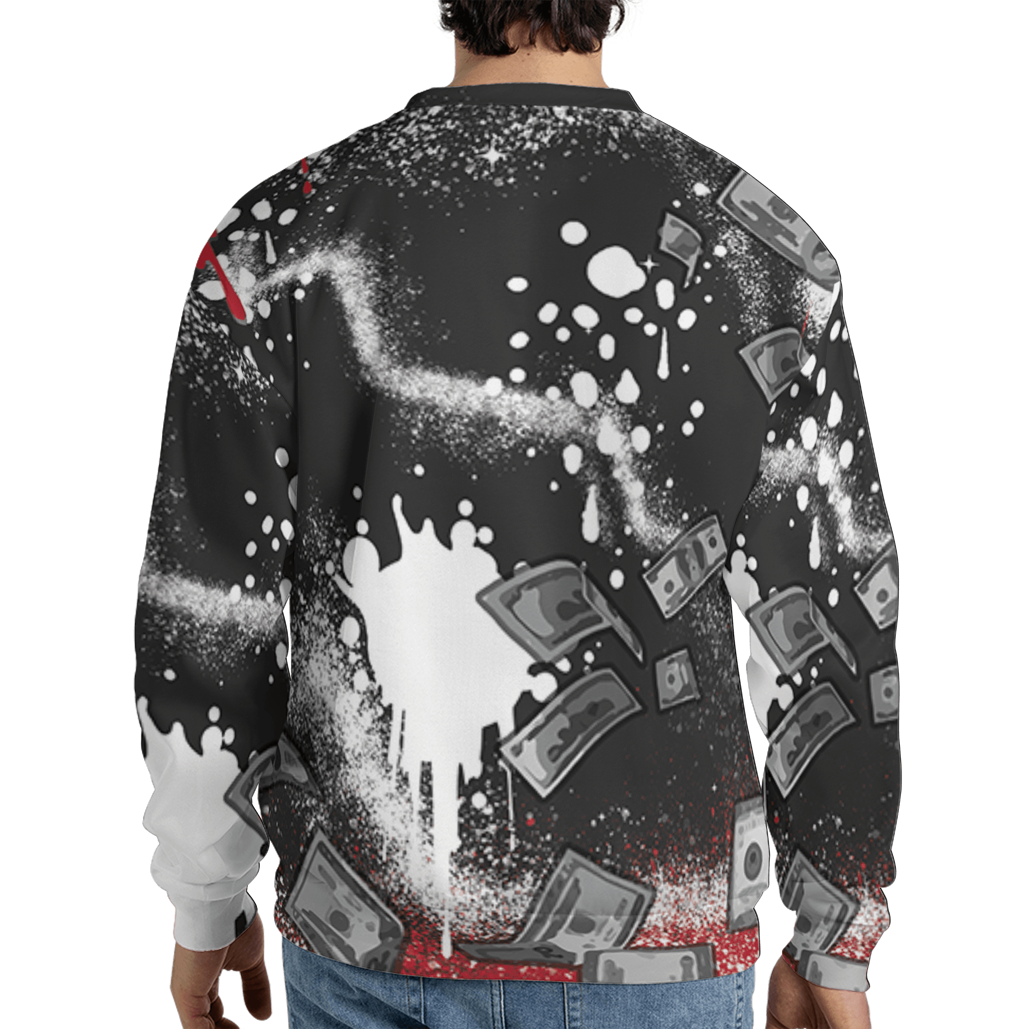Spizike Low Bred Sweatshirt Match Cash Money 3D All-Over Print Splash Paint - NastyJamz