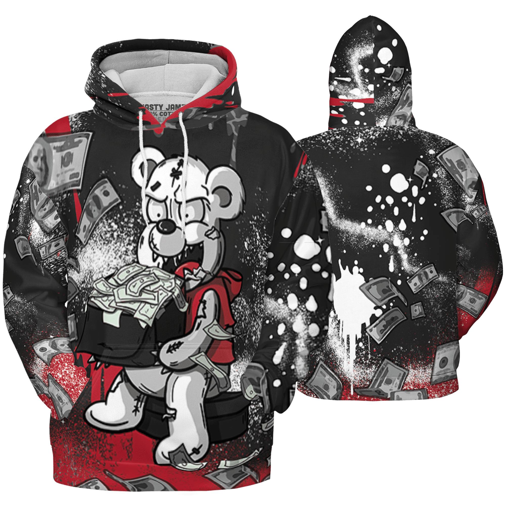 Spizike Low Bred Hoodie Match Cash Money 3D All-Over Print Splash Paint - NastyJamz