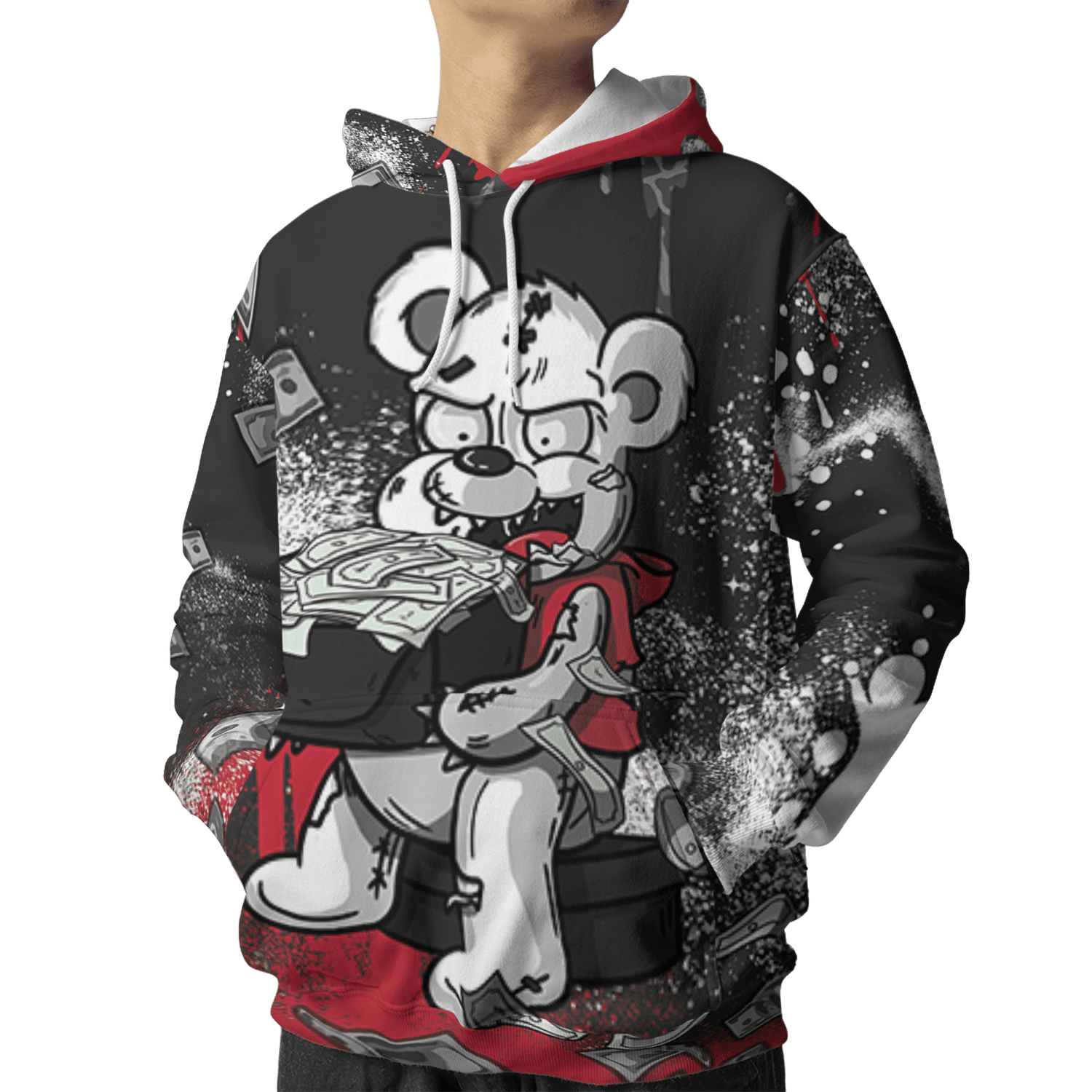 Spizike Low Bred Hoodie Match Cash Money 3D All-Over Print Splash Paint - NastyJamz