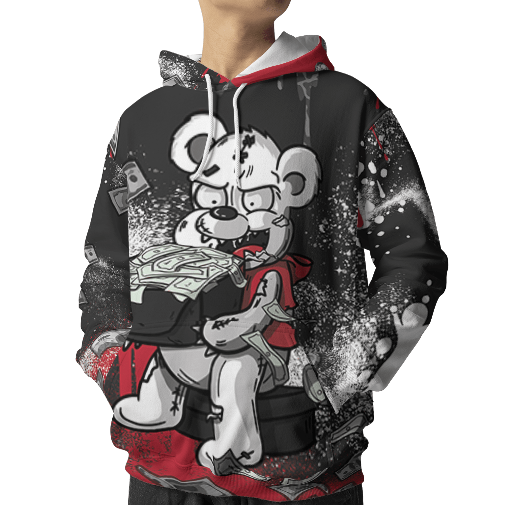 Spizike Low Bred Hoodie Match Cash Money 3D All-Over Print Splash Paint - NastyJamz