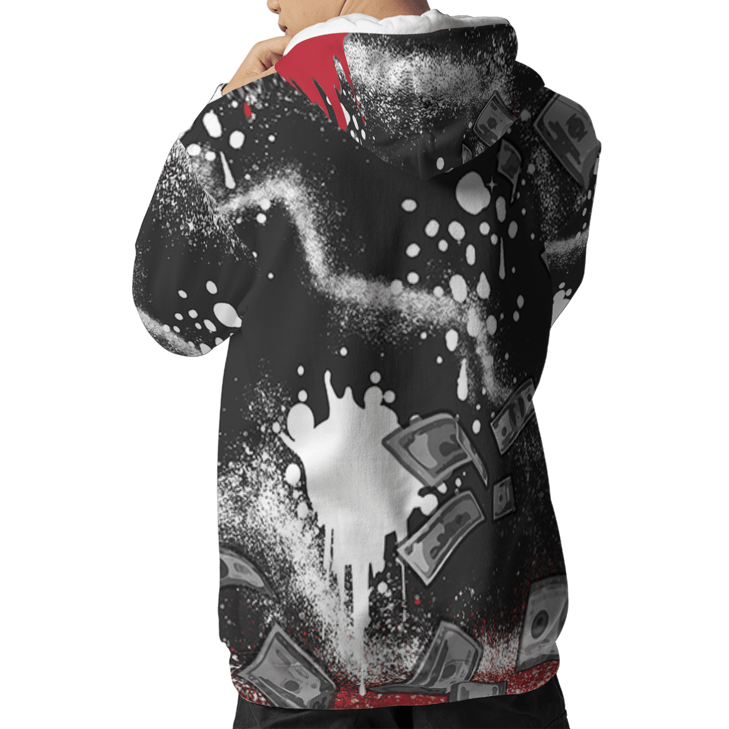 Spizike Low Bred Hoodie Match Cash Money 3D All-Over Print Splash Paint - NastyJamz