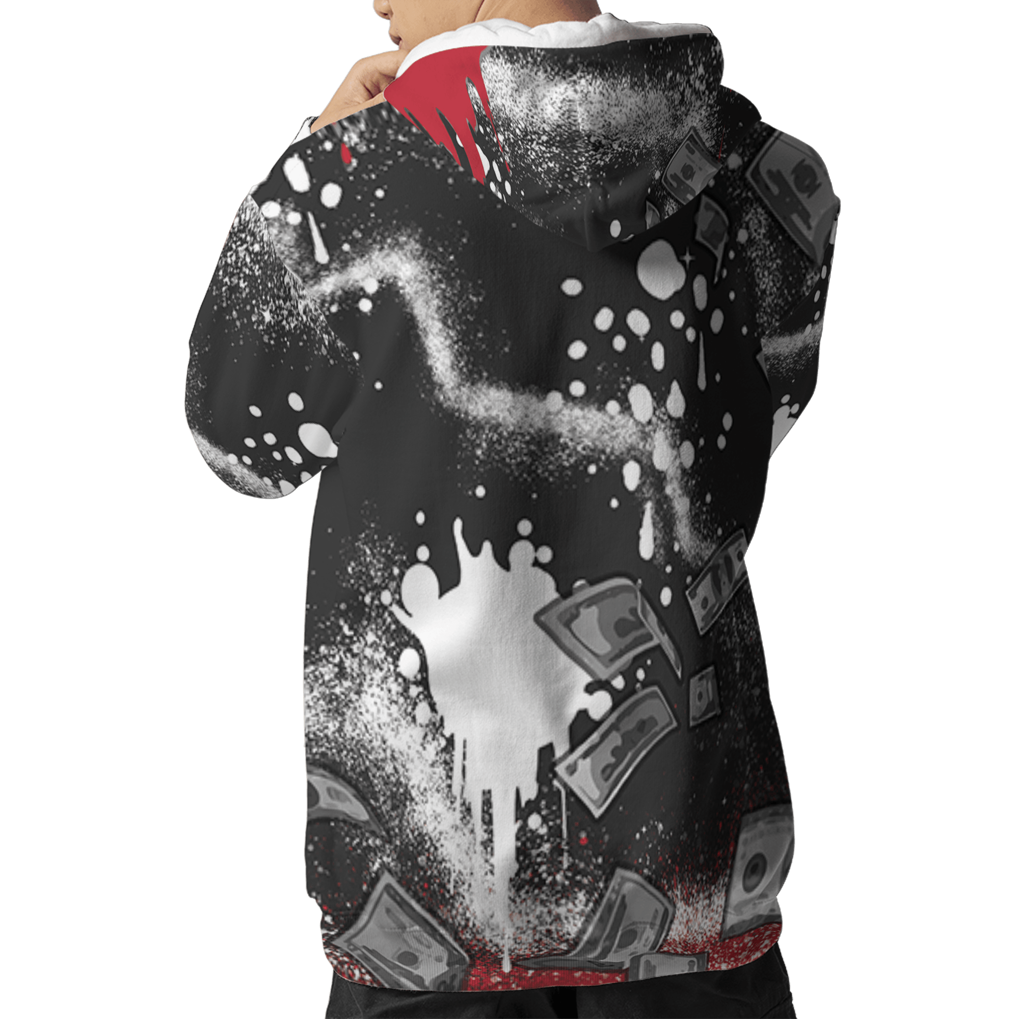 Spizike Low Bred Hoodie Match Cash Money 3D All-Over Print Splash Paint - NastyJamz