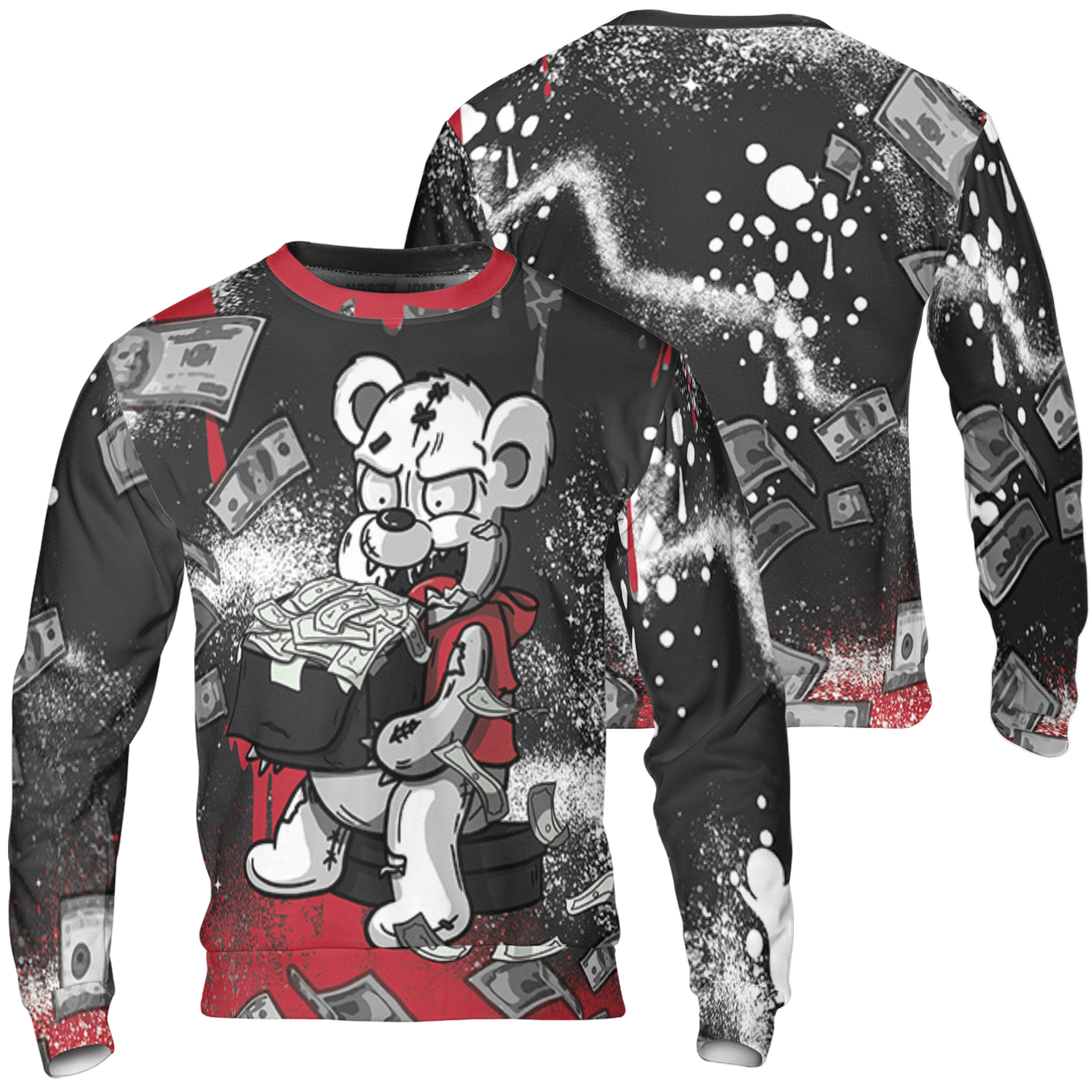 Spizike Low Bred Sweatshirt Match Cash Money 3D All-Over Print Splash Paint - NastyJamz
