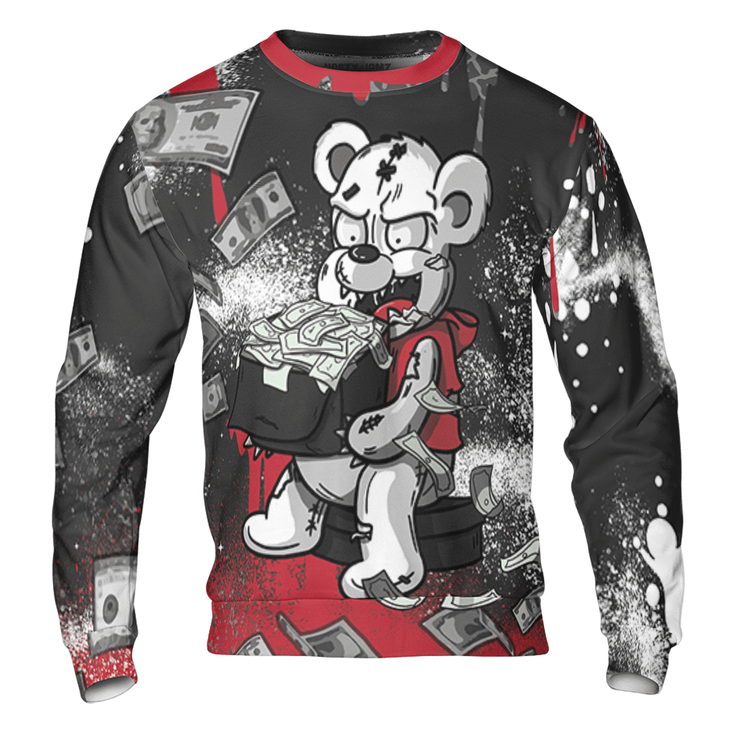 Spizike Low Bred Sweatshirt Match Cash Money 3D All-Over Print Splash Paint - NastyJamz