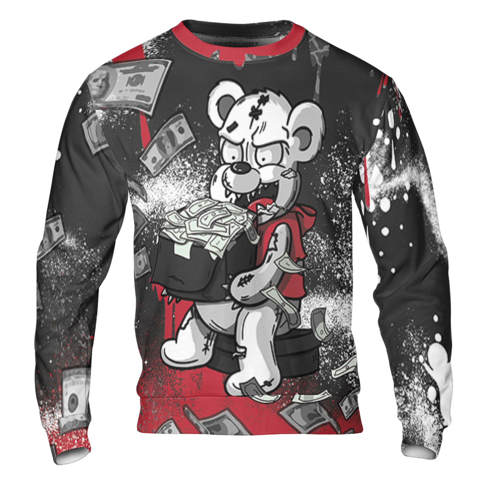 Spizike Low Bred Sweatshirt Match Cash Money 3D All-Over Print Splash Paint - NastyJamz