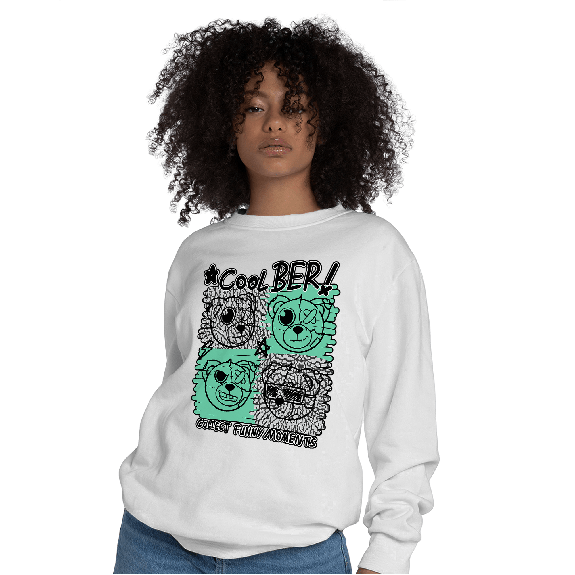 Green Glow 3s Sweatshirt Match Cool BER - NastyJamz