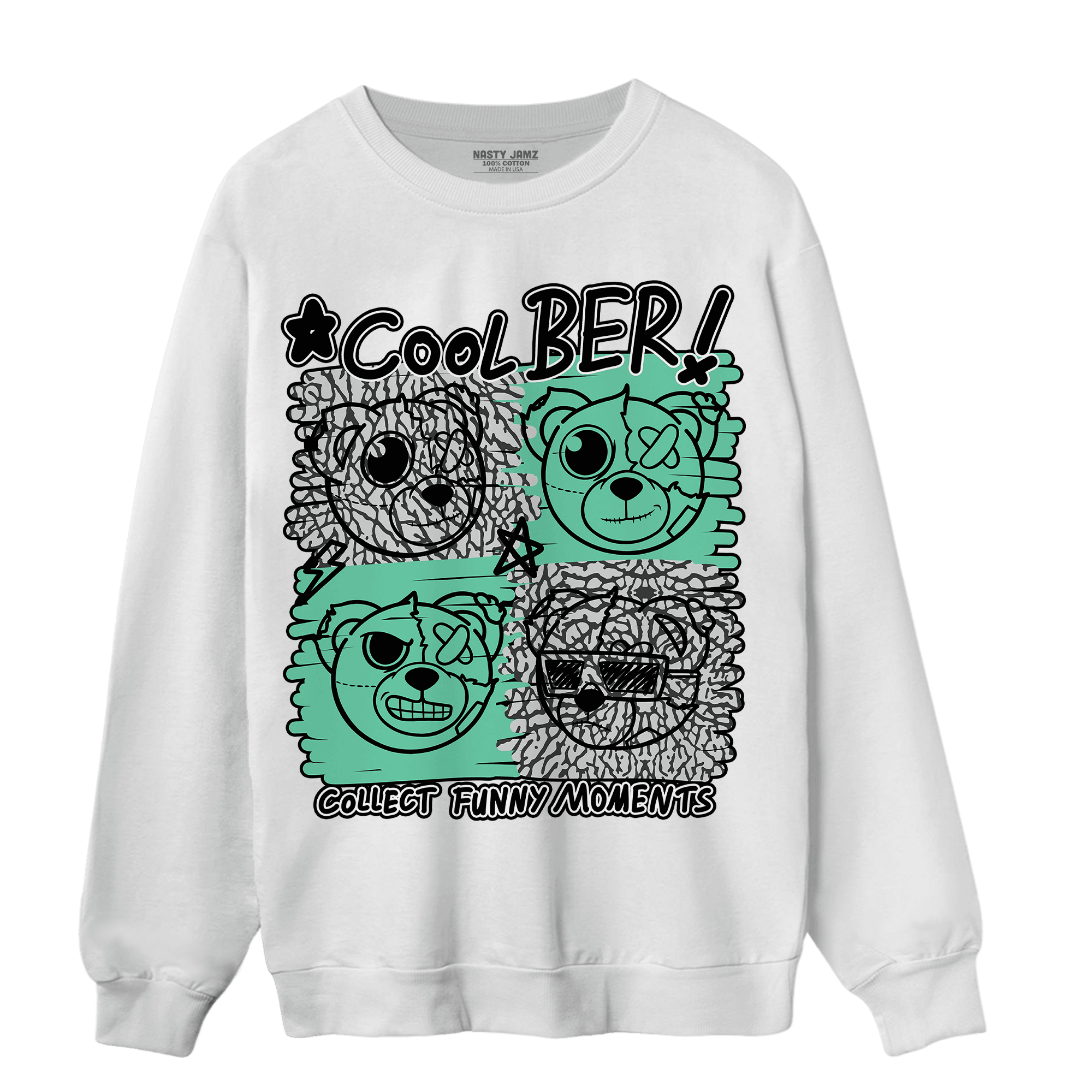 Green Glow 3s Sweatshirt Match Cool BER - NastyJamz