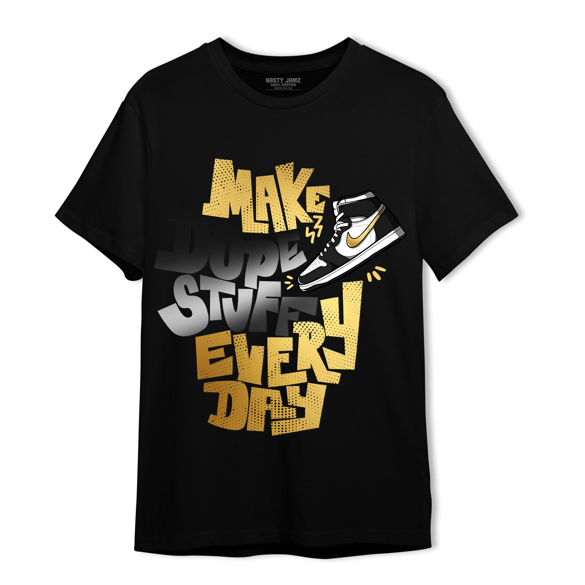 Mid SE Black Gold 1s T Shirt Match Dope Sneaker - NastyJamz