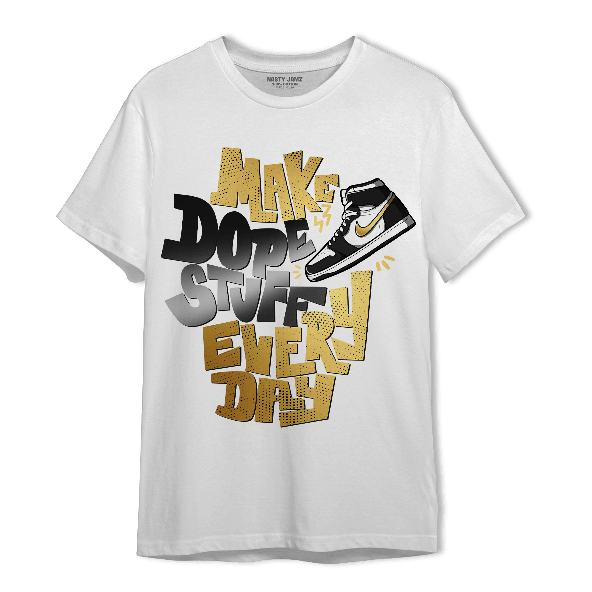 Mid SE Black Gold 1s T Shirt Match Dope Sneaker - NastyJamz