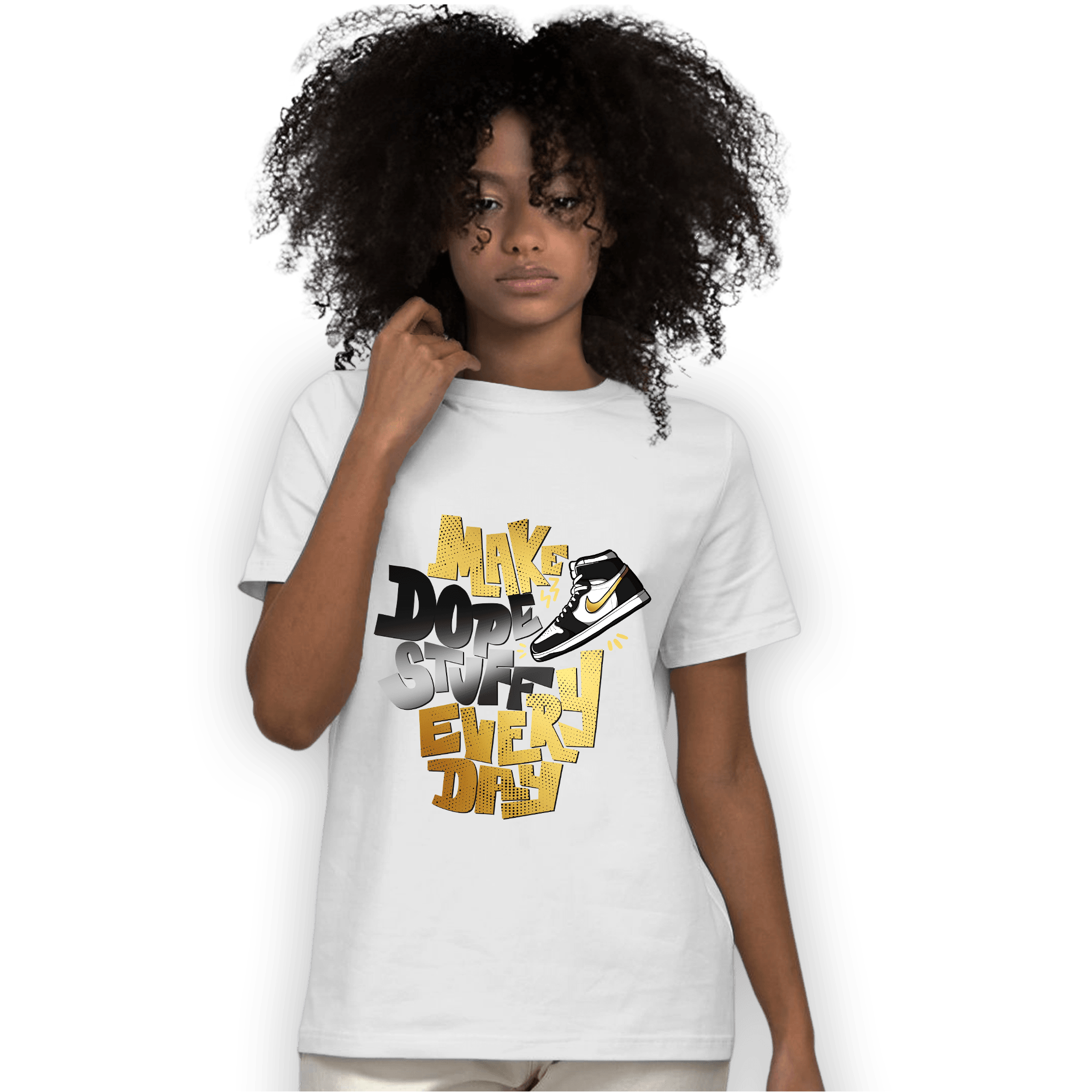 Mid SE Black Gold 1s T Shirt Match Dope Sneaker - NastyJamz