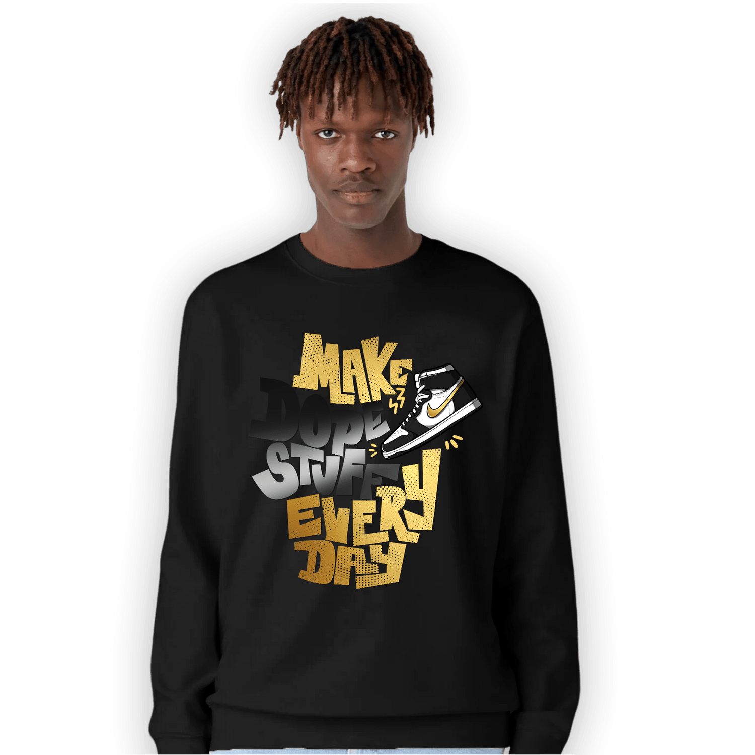 Mid SE Black Gold 1s Sweatshirt Match Dope Sneaker - NastyJamz
