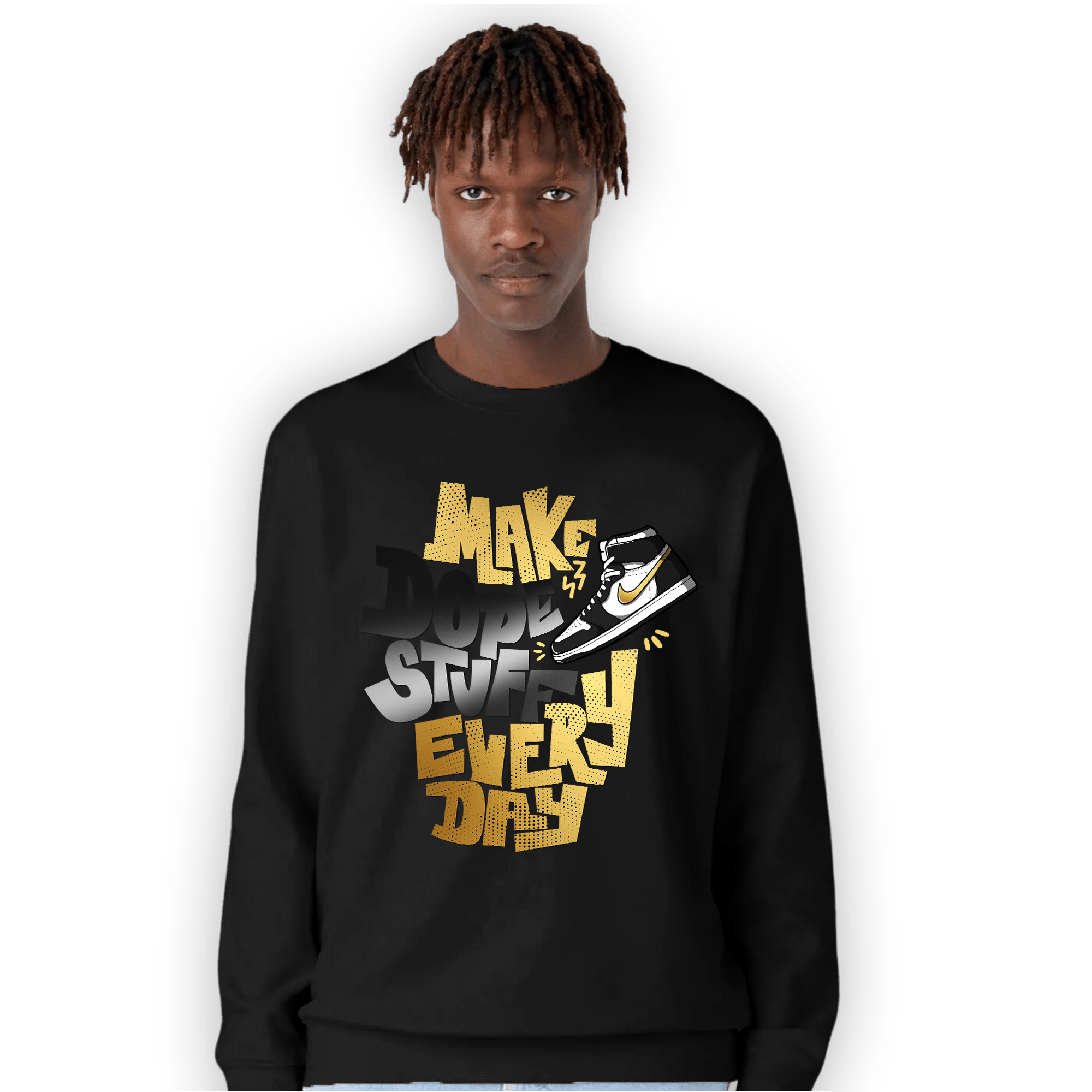 Mid SE Black Gold 1s Sweatshirt Match Dope Sneaker - NastyJamz