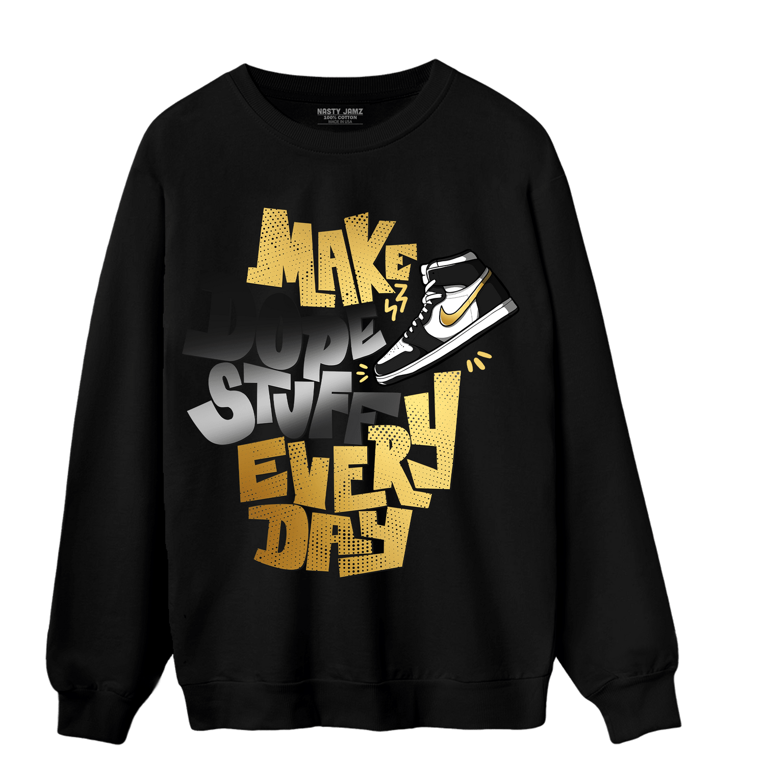 Mid SE Black Gold 1s Sweatshirt Match Dope Sneaker - NastyJamz
