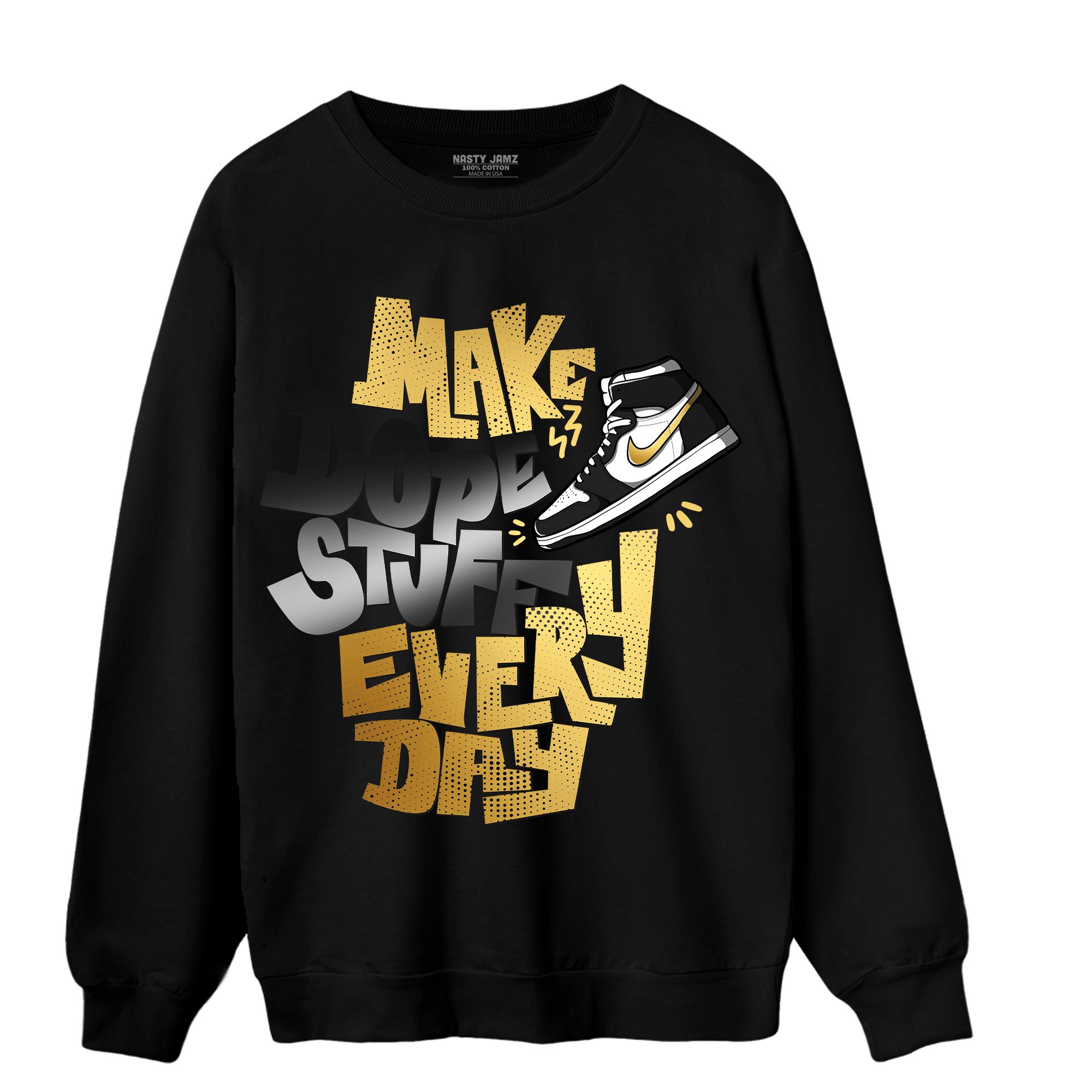 Mid SE Black Gold 1s Sweatshirt Match Dope Sneaker - NastyJamz