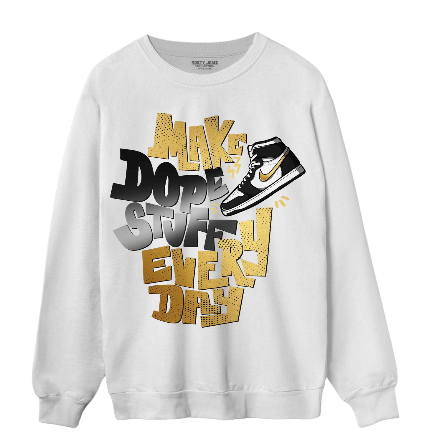 Mid SE Black Gold 1s Sweatshirt Match Dope Sneaker - NastyJamz
