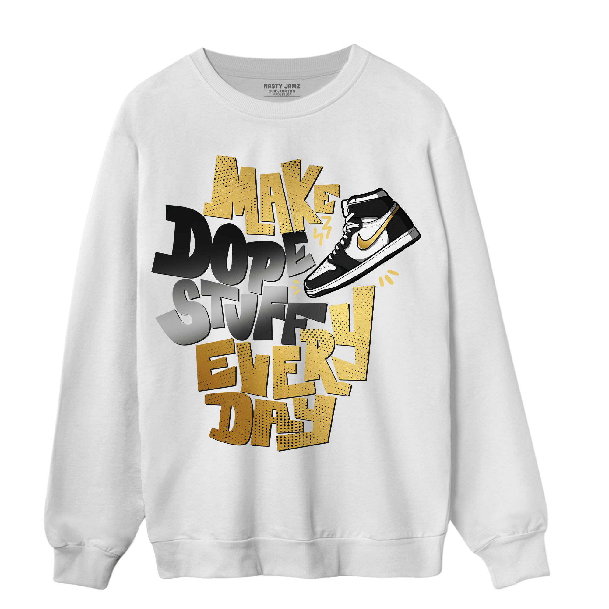 Mid SE Black Gold 1s Sweatshirt Match Dope Sneaker - NastyJamz