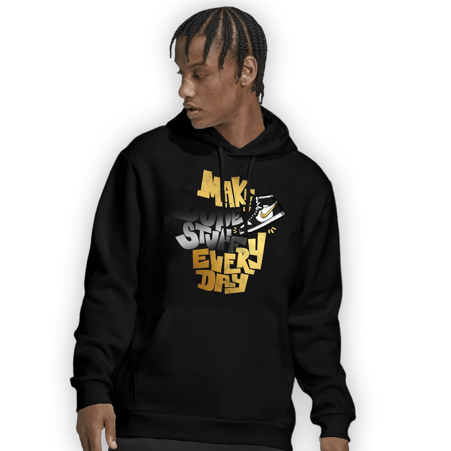 Mid SE Black Gold 1s Hoodie Match Dope Sneaker - NastyJamz