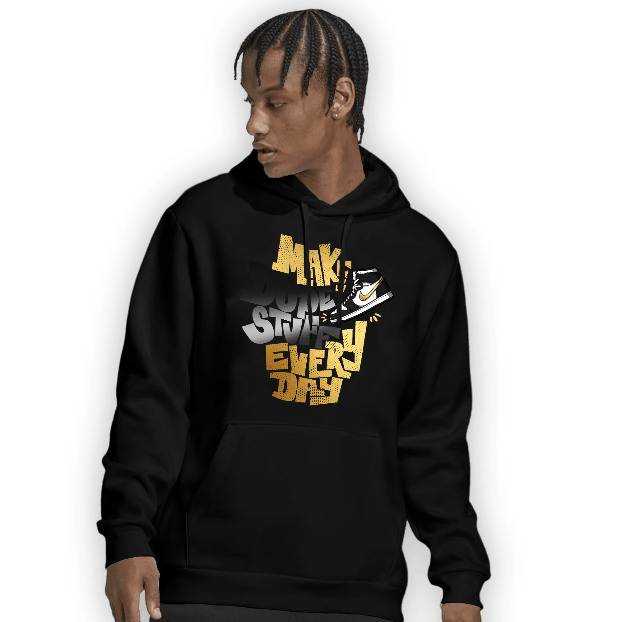 Mid SE Black Gold 1s Hoodie Match Dope Sneaker - NastyJamz