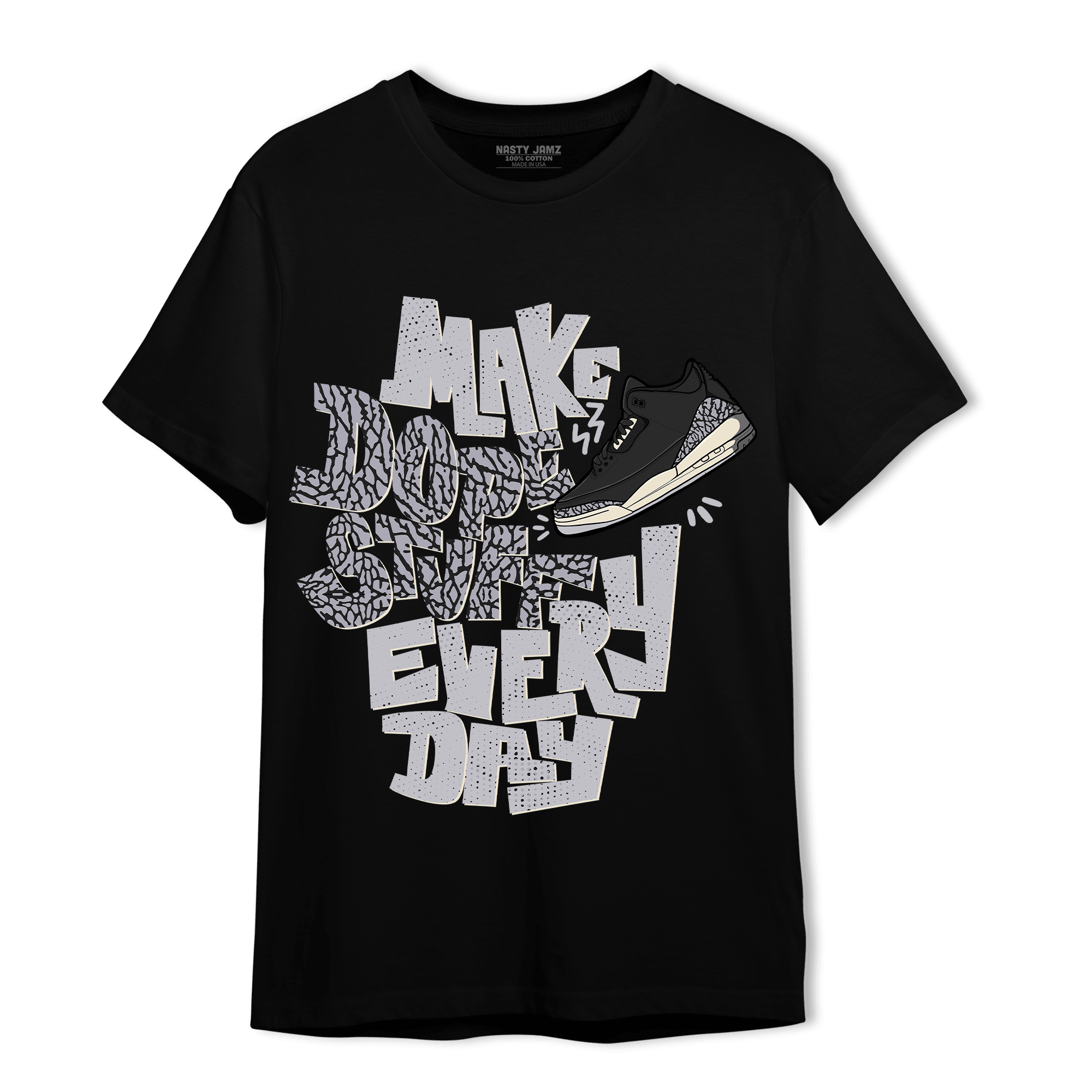 Off Noir 3s T Shirt Match Dope Sneaker - NastyJamz