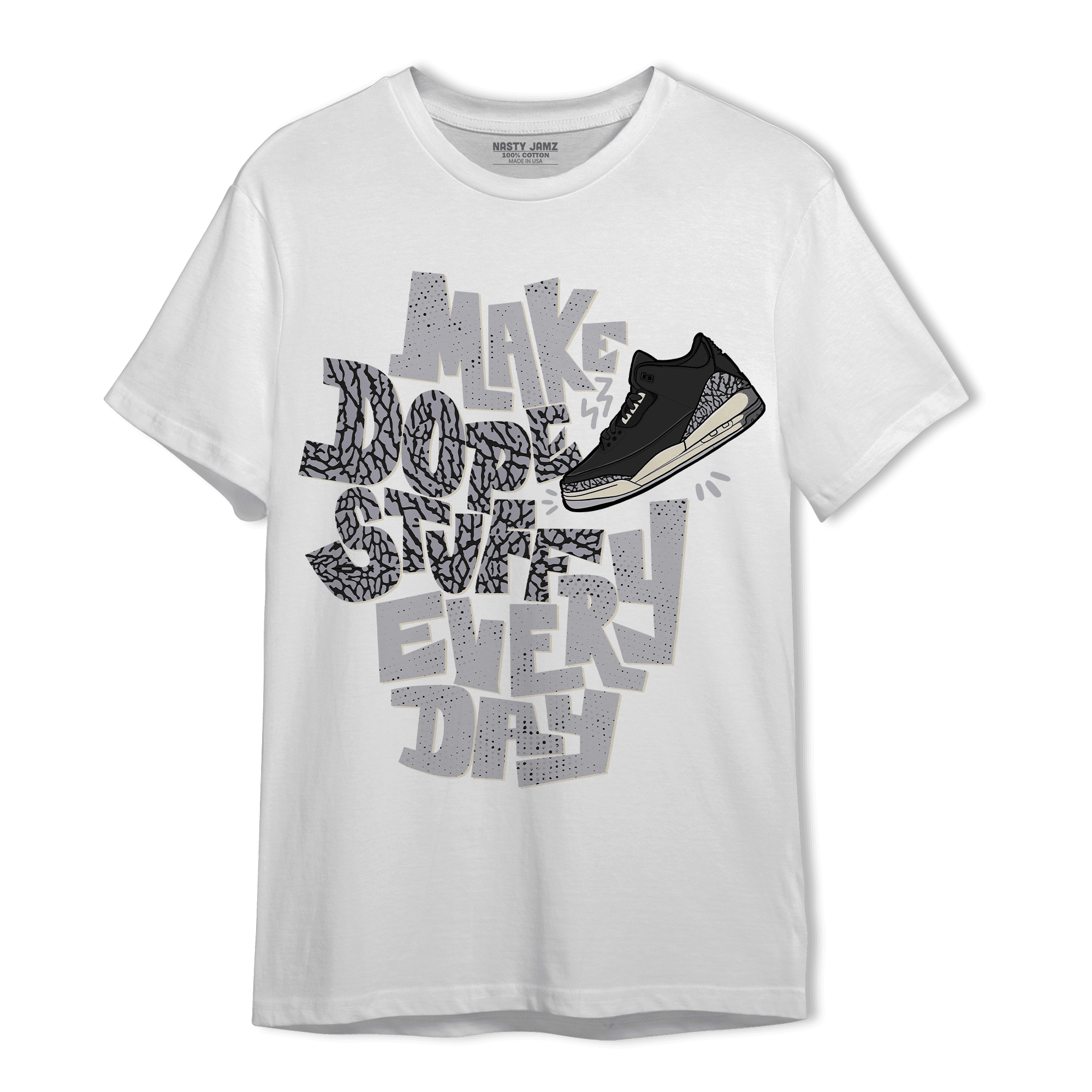 Off Noir 3s T Shirt Match Dope Sneaker - NastyJamz