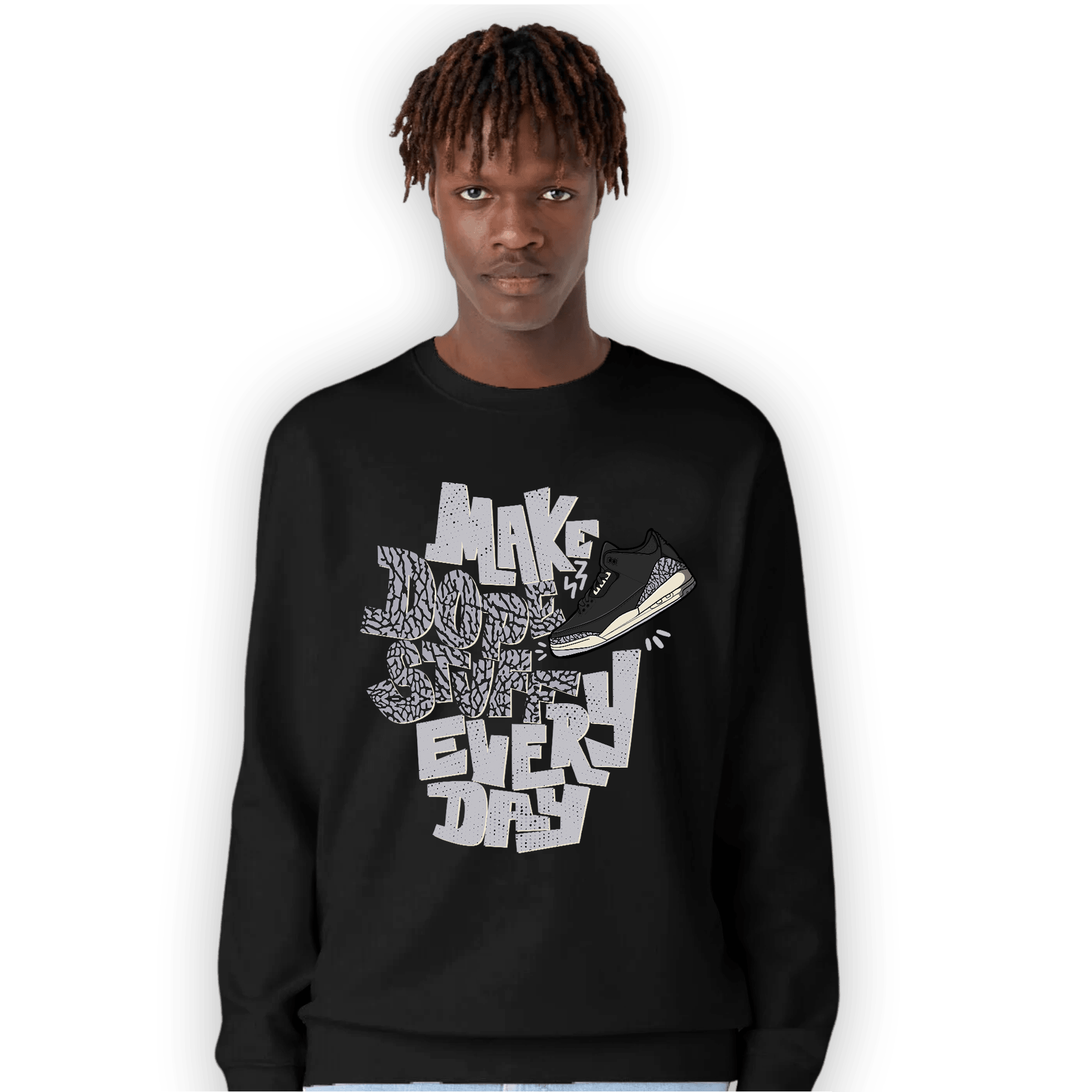 Off Noir 3s Sweatshirt Match Dope Sneaker - NastyJamz
