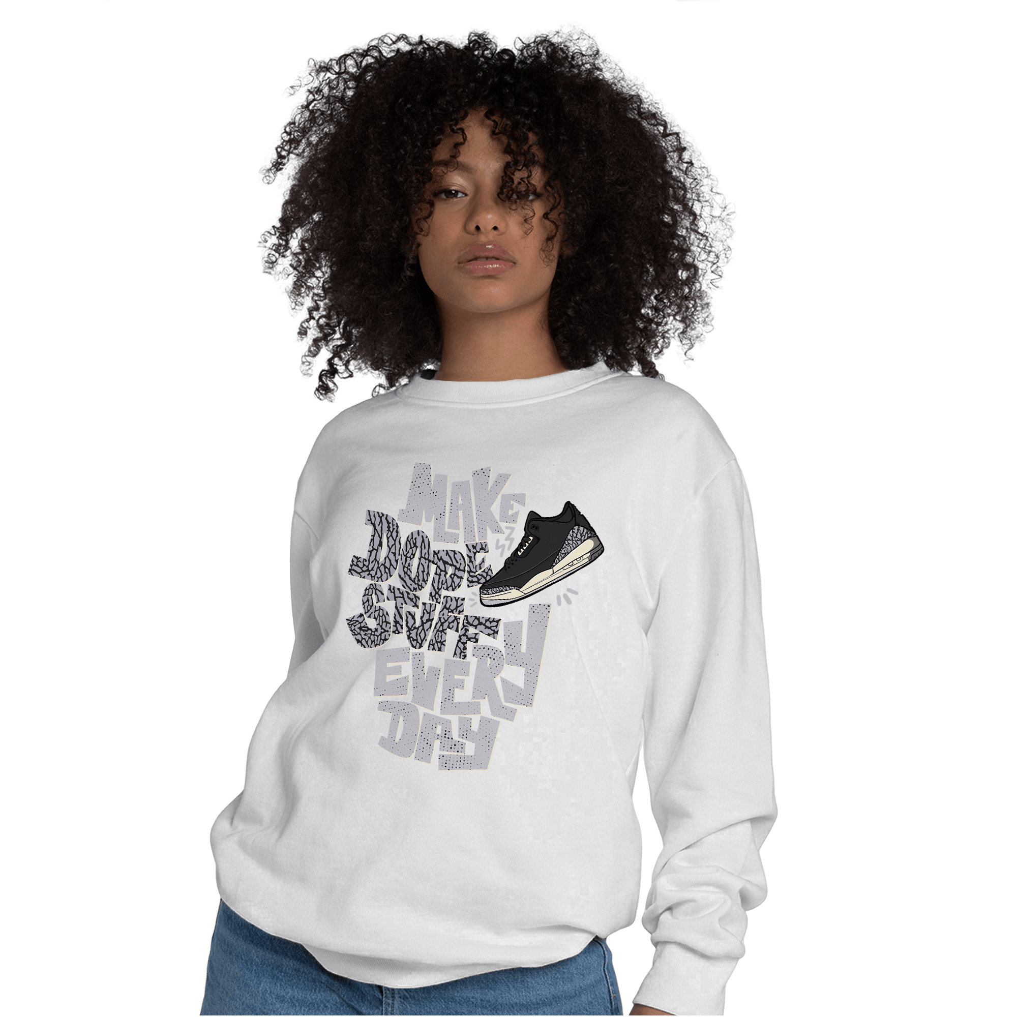 Off Noir 3s Sweatshirt Match Dope Sneaker - NastyJamz
