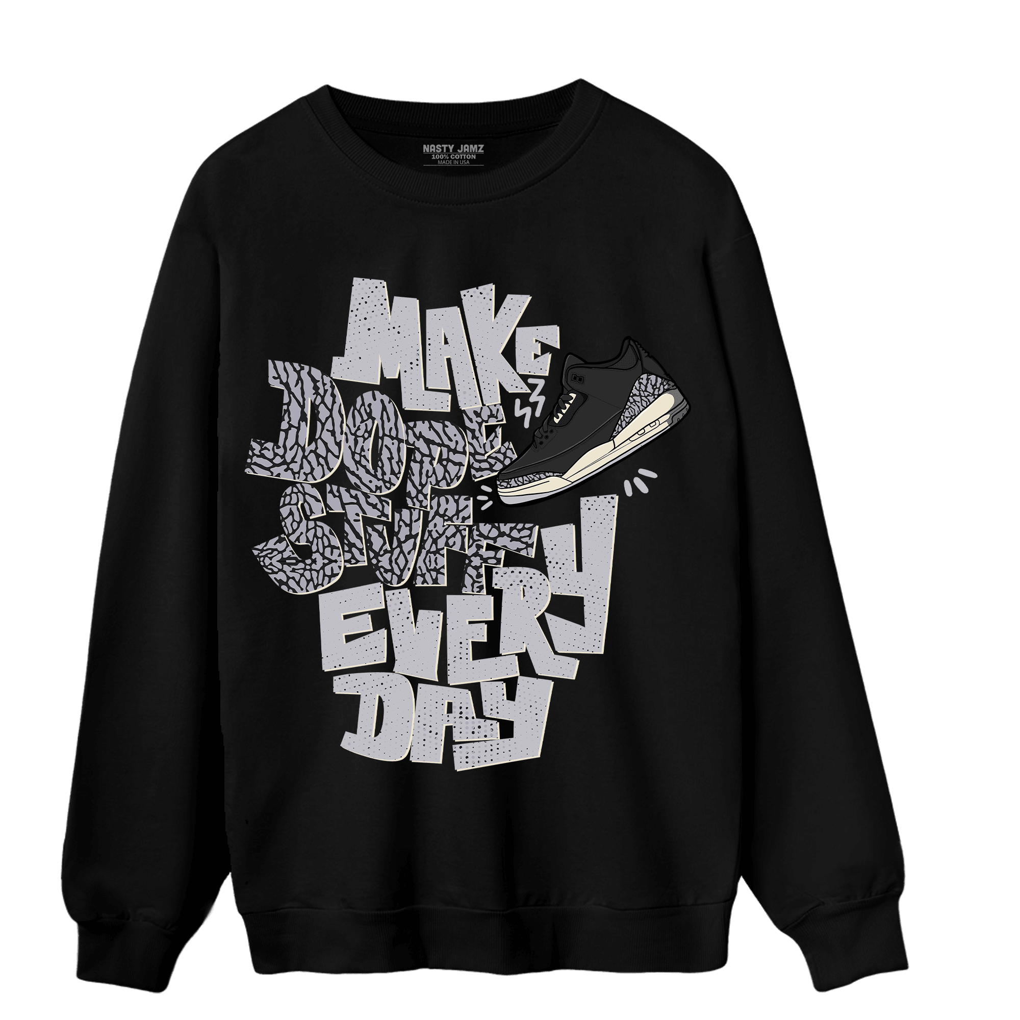 Off Noir 3s Sweatshirt Match Dope Sneaker - NastyJamz