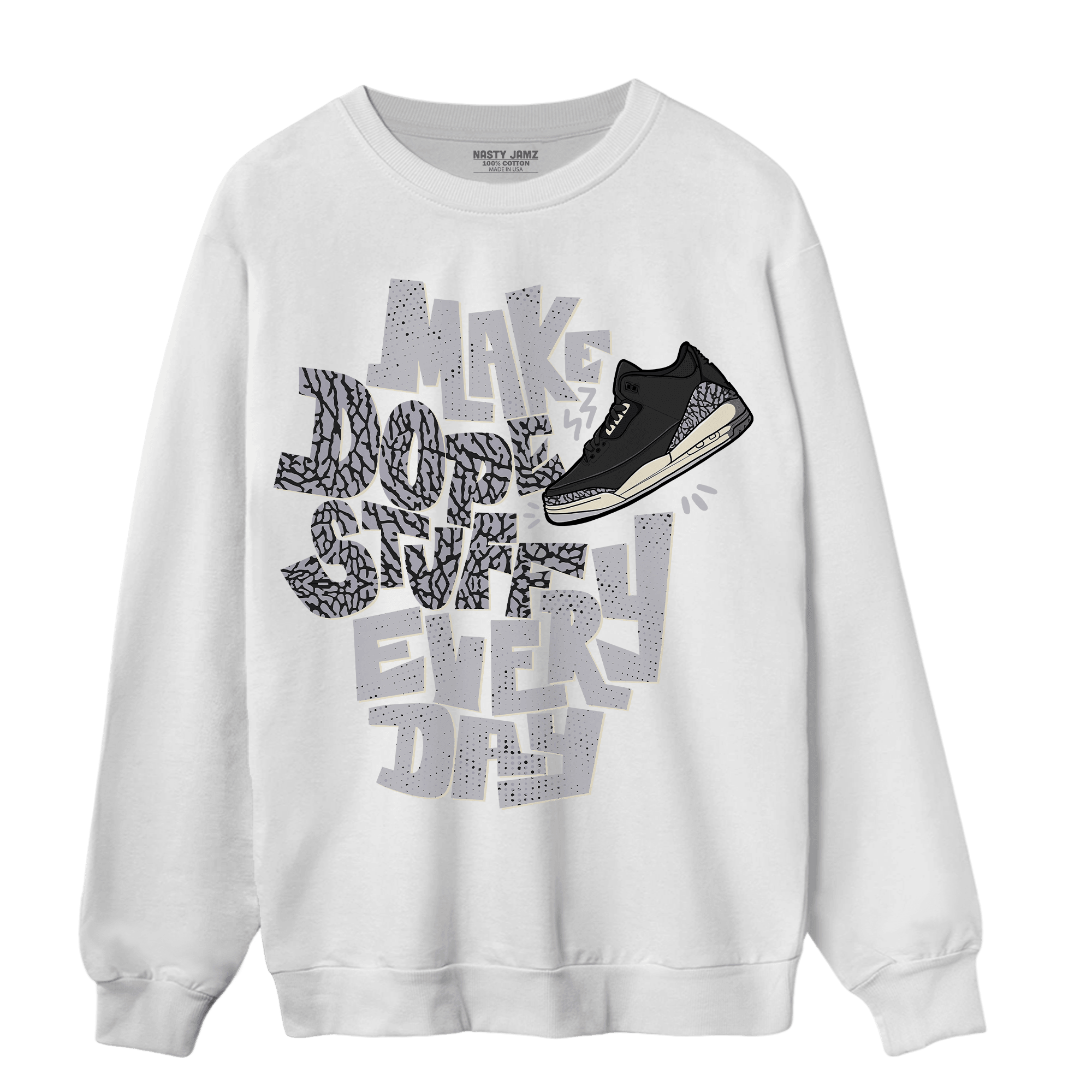 Off Noir 3s Sweatshirt Match Dope Sneaker - NastyJamz
