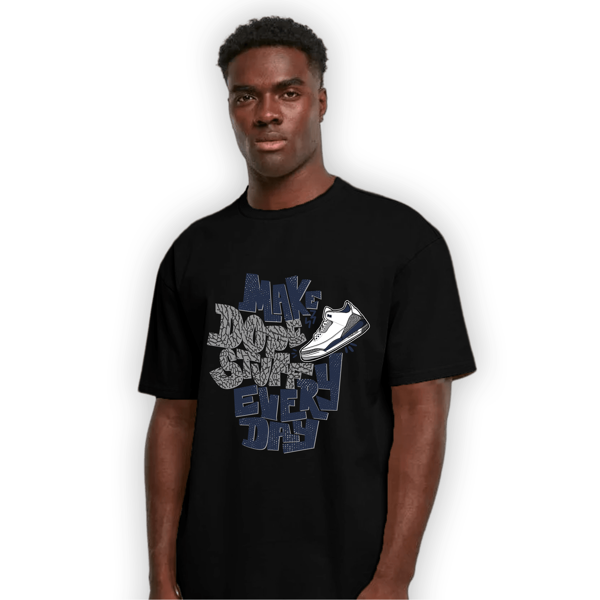 White Navy 3s T Shirt Match Dope Sneaker - NastyJamz