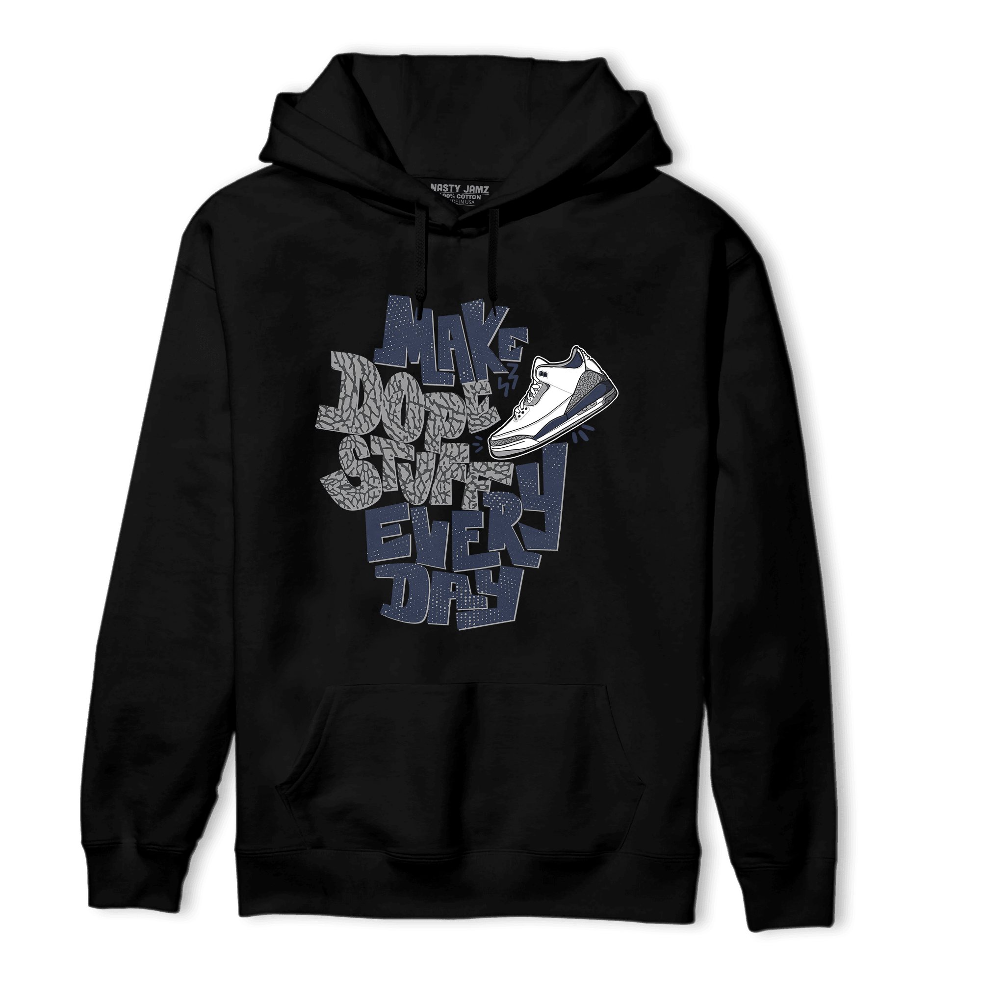 White Navy 3s Hoodie Match Dope Sneaker - NastyJamz