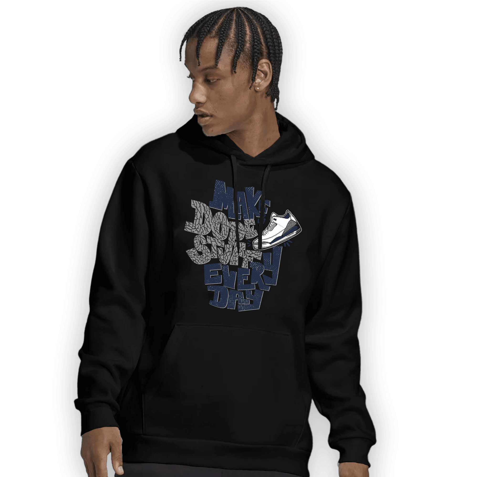White Navy 3s Hoodie Match Dope Sneaker - NastyJamz