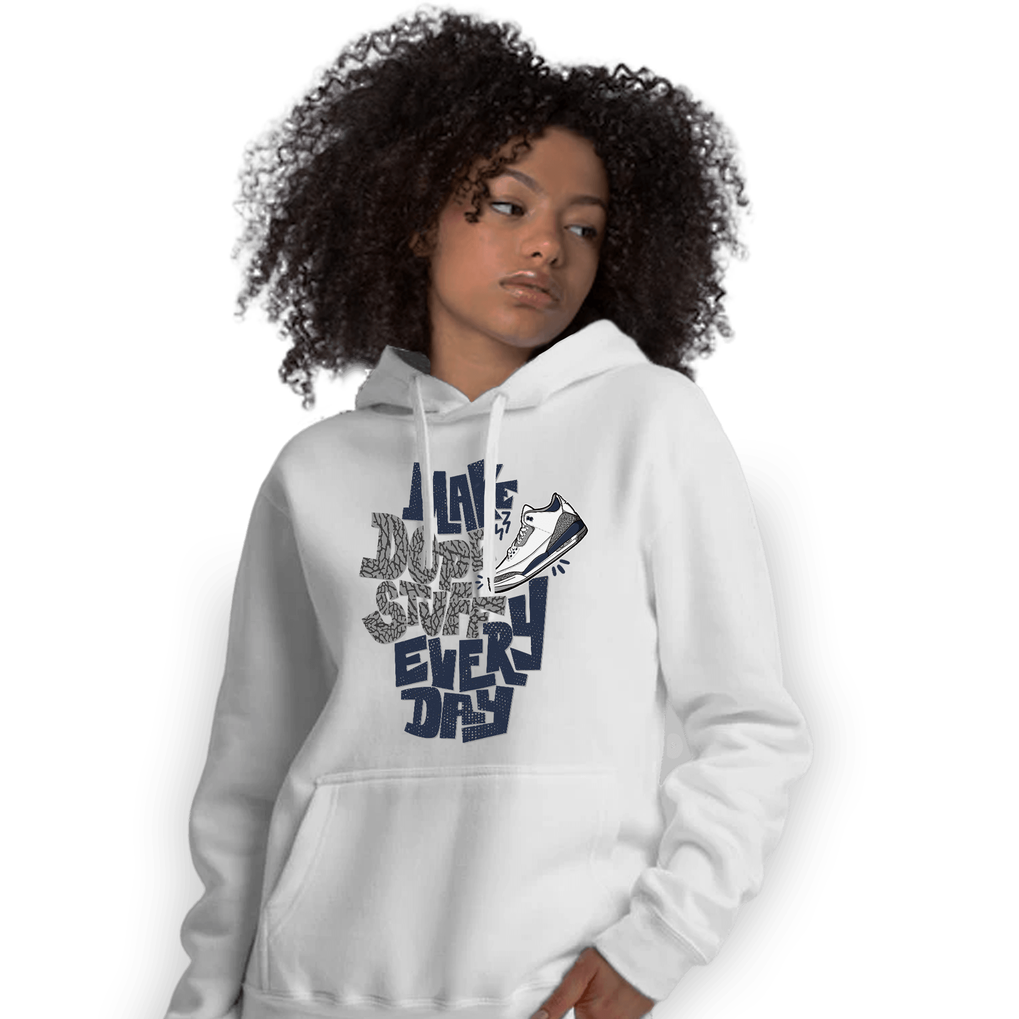 White Navy 3s Hoodie Match Dope Sneaker - NastyJamz