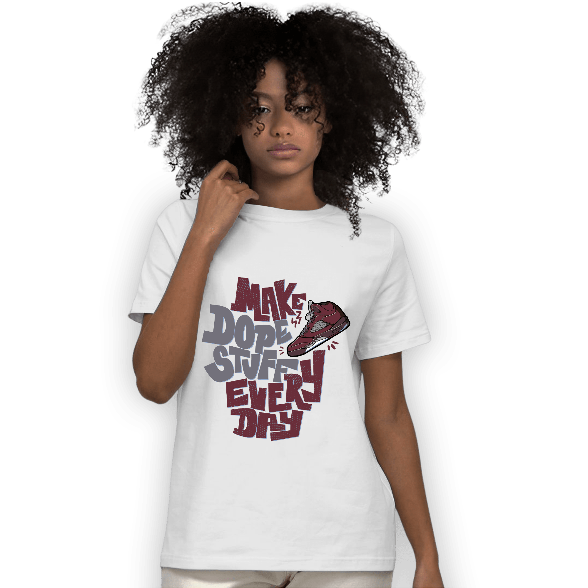 Burgundy 5s T Shirt Match Dope Sneaker - NastyJamz