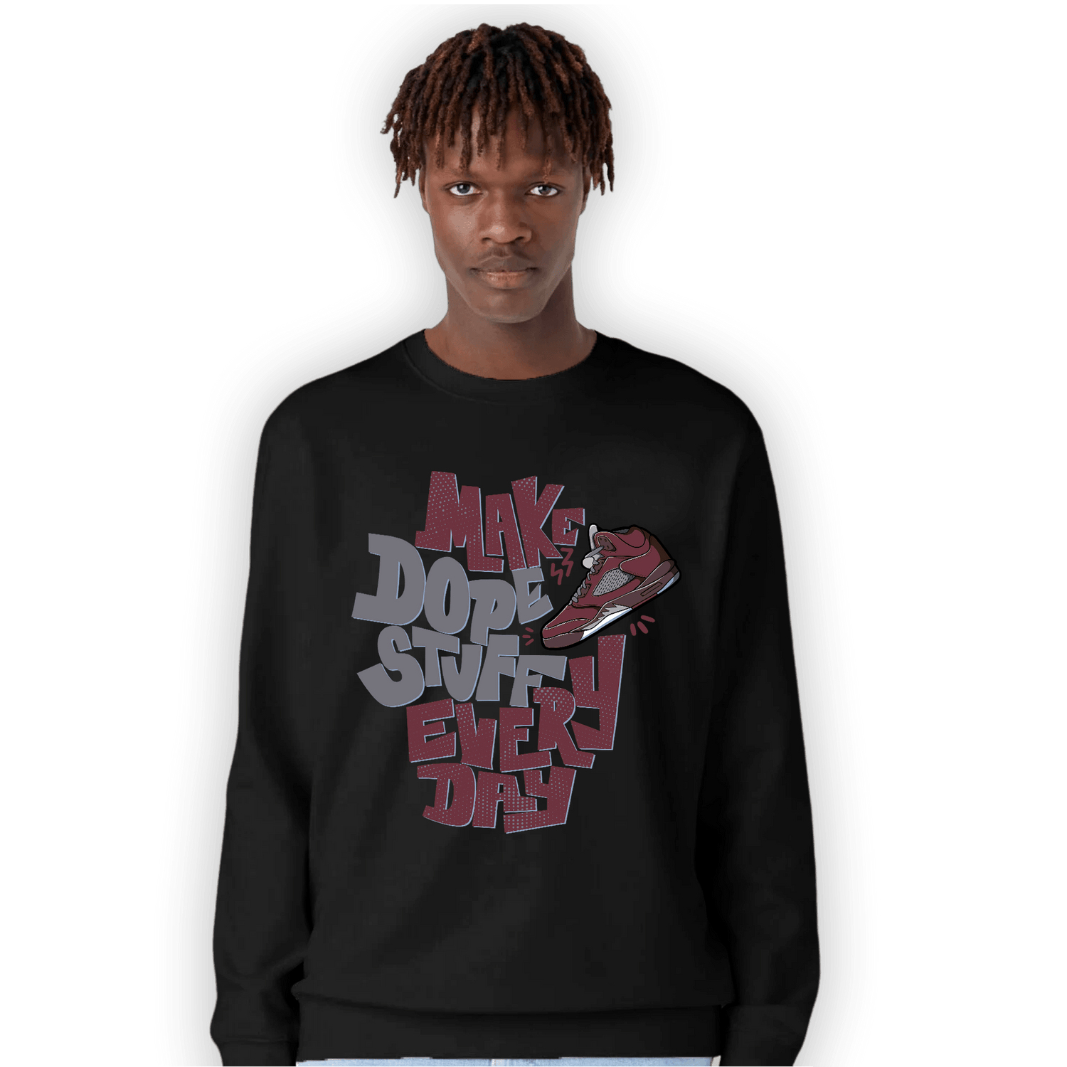 Burgundy 5s Sweatshirt Match Dope Sneaker - NastyJamz