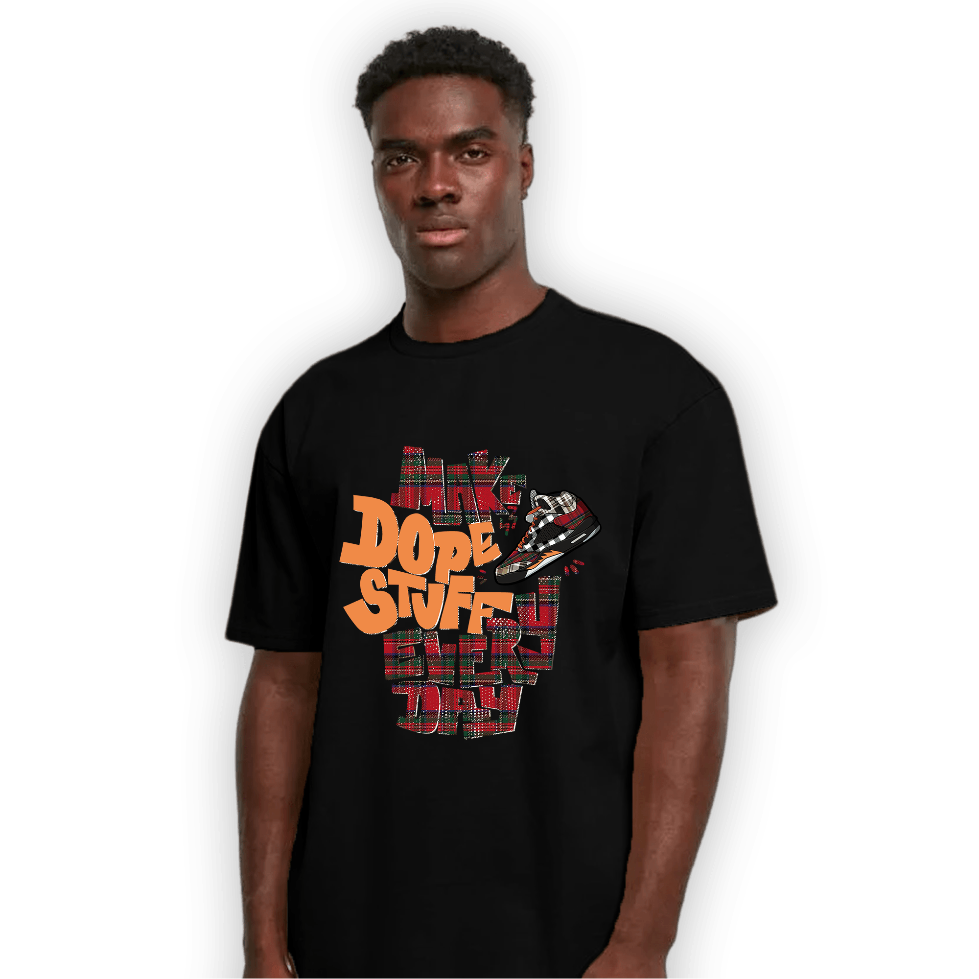 Plaid 5s T Shirt Match Dope Sneaker - NastyJamz
