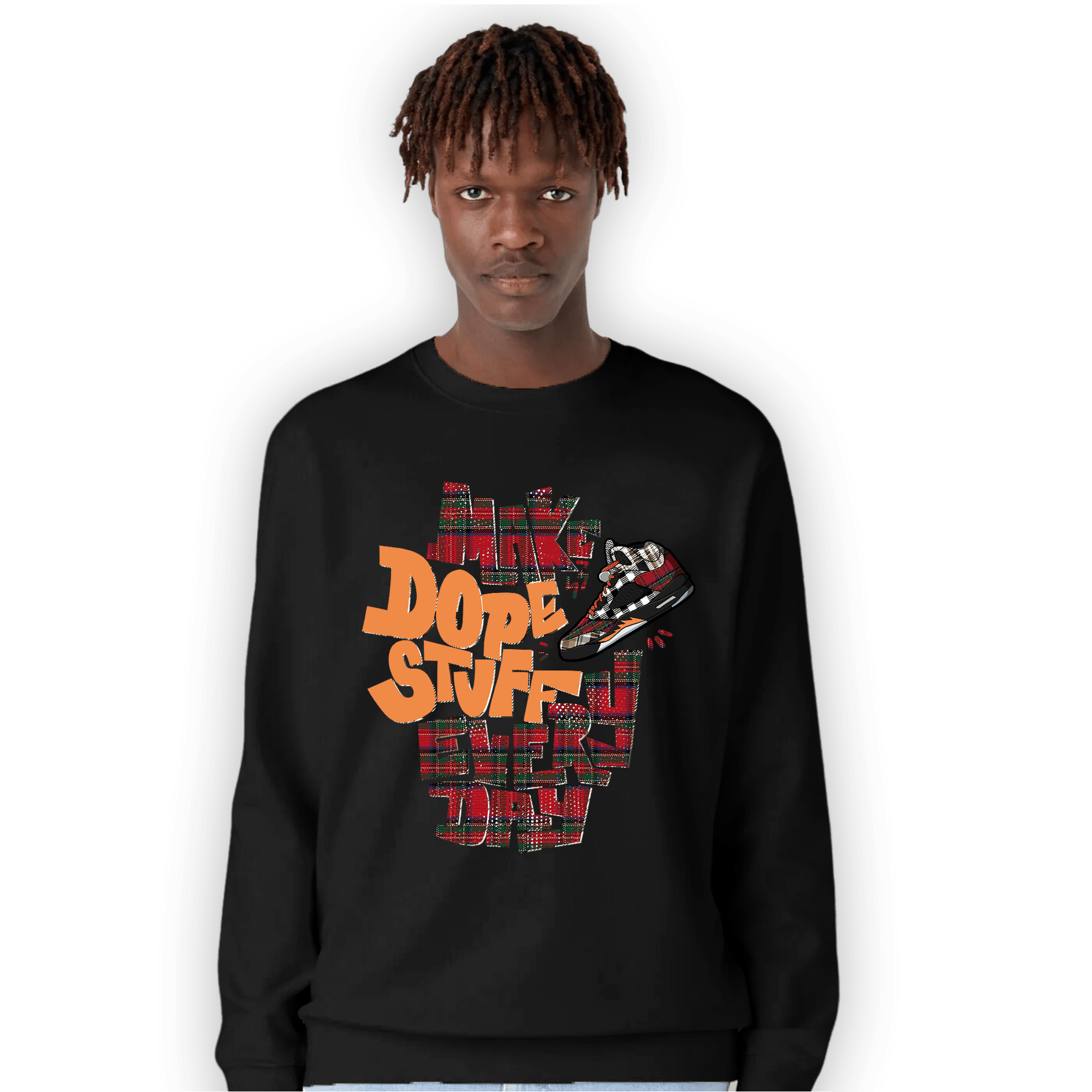 Plaid 5s Sweatshirt Match Dope Sneaker - NastyJamz