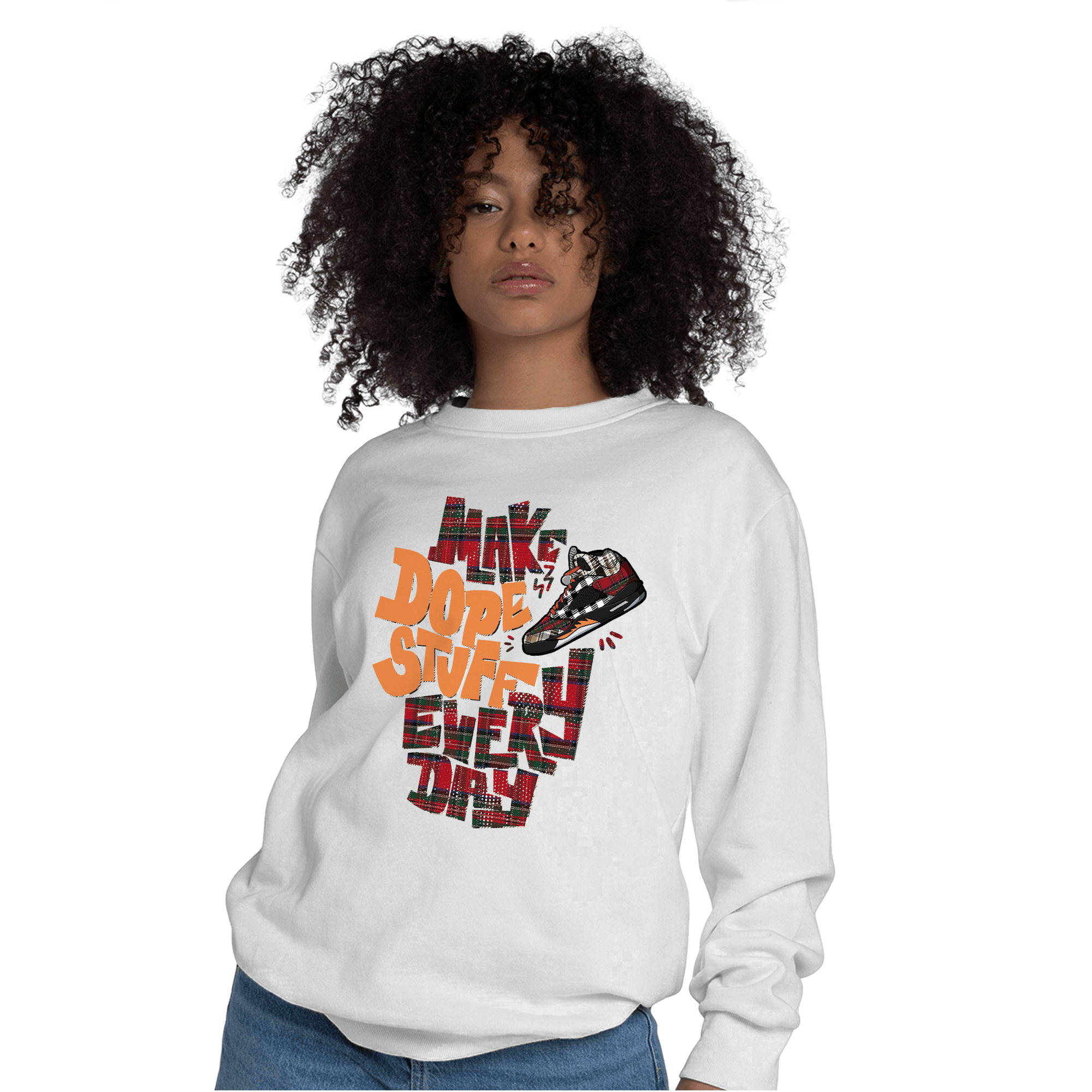 Plaid 5s Sweatshirt Match Dope Sneaker - NastyJamz