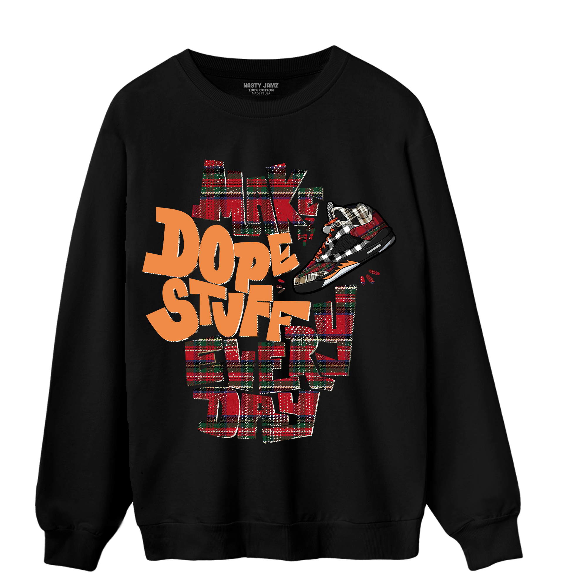 Plaid 5s Sweatshirt Match Dope Sneaker - NastyJamz