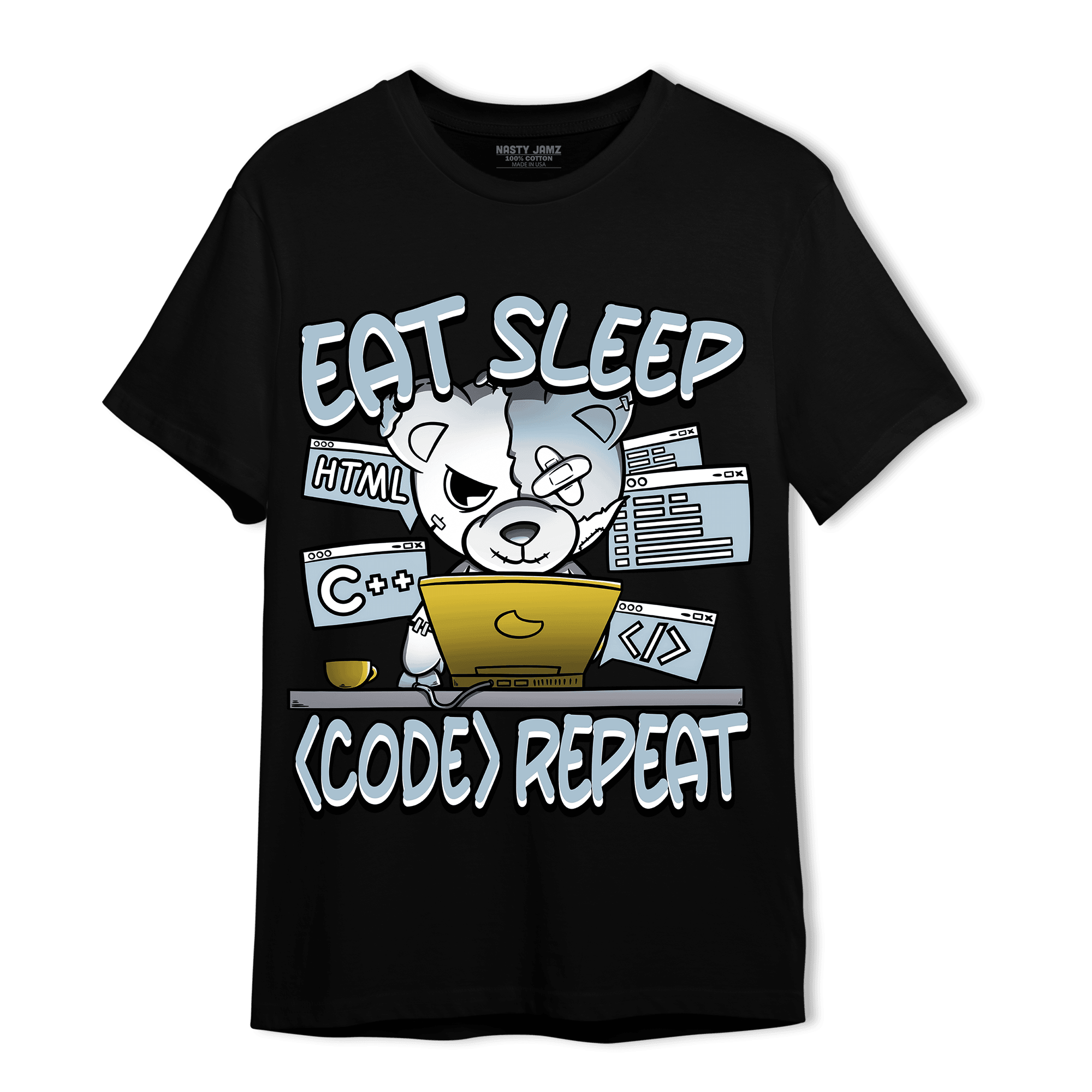 Blue Grey 13s T Shirt Match Eat Sleep Code BER - NastyJamz