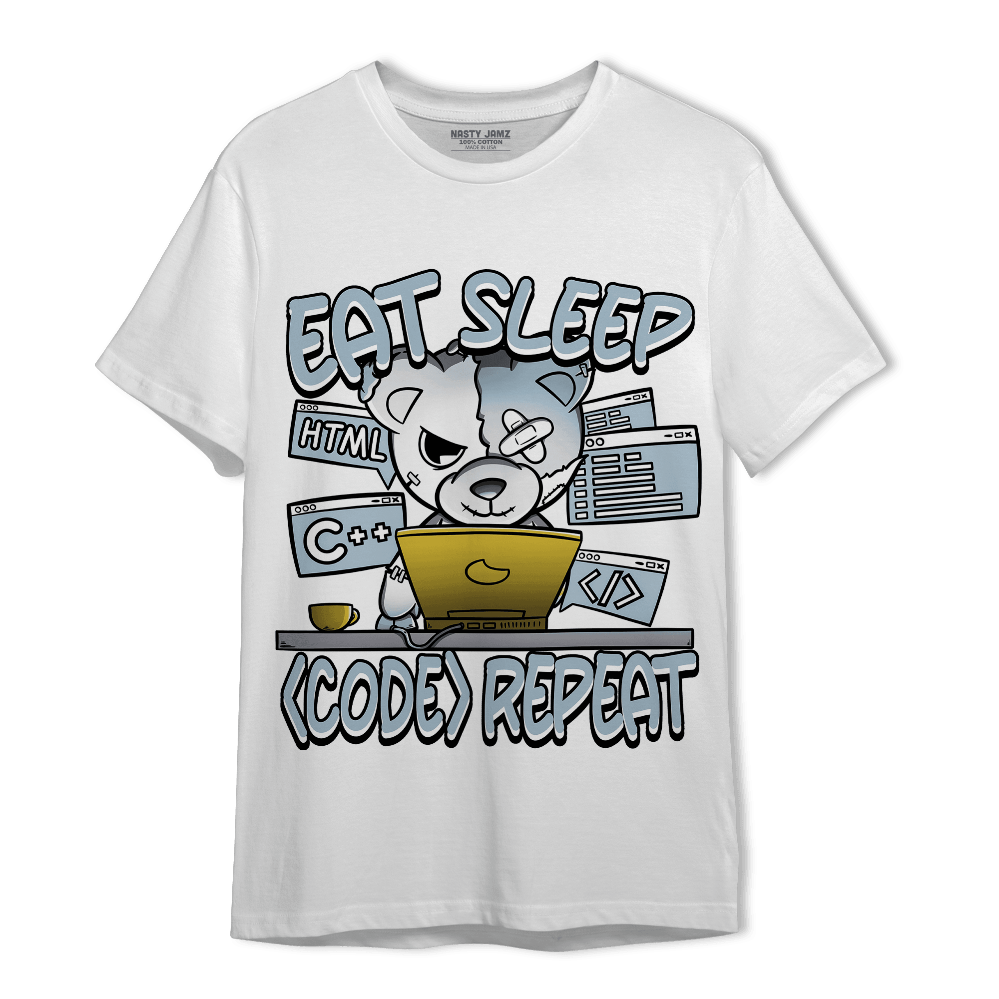 Blue Grey 13s T Shirt Match Eat Sleep Code BER - NastyJamz