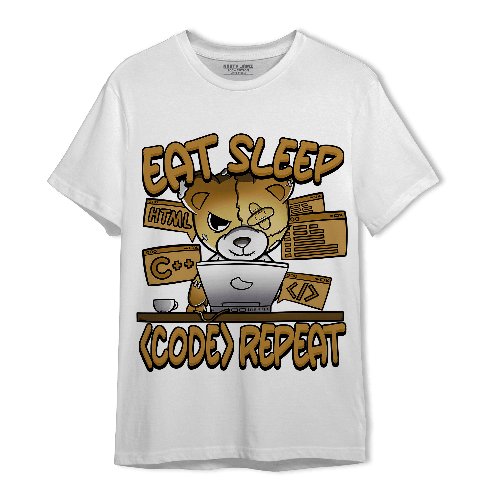 Wheat 13s T Shirt Match Eat Sleep Code BER - NastyJamz
