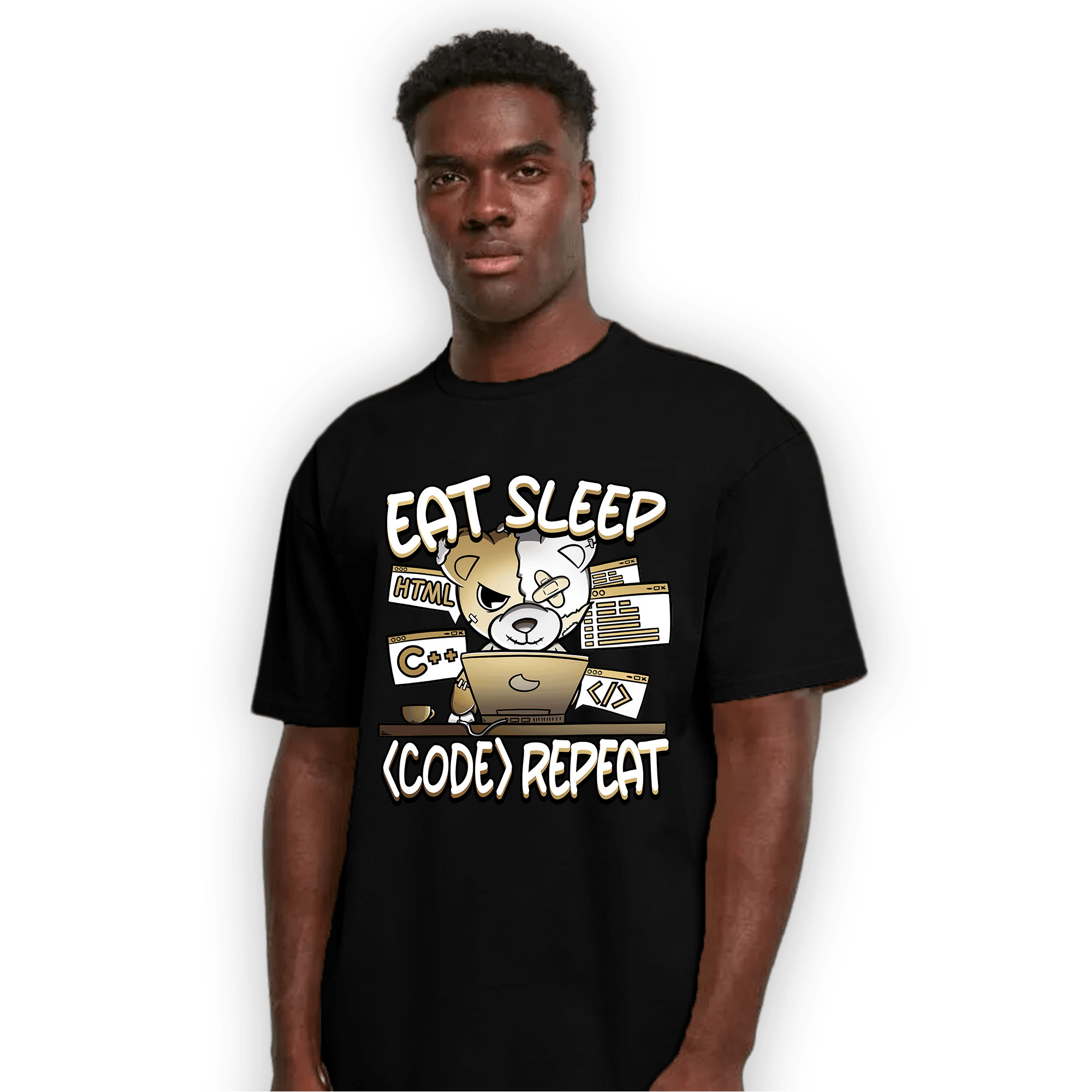 High OG Metallic Gold 1s T Shirt Match Eat Sleep Code BER - NastyJamz