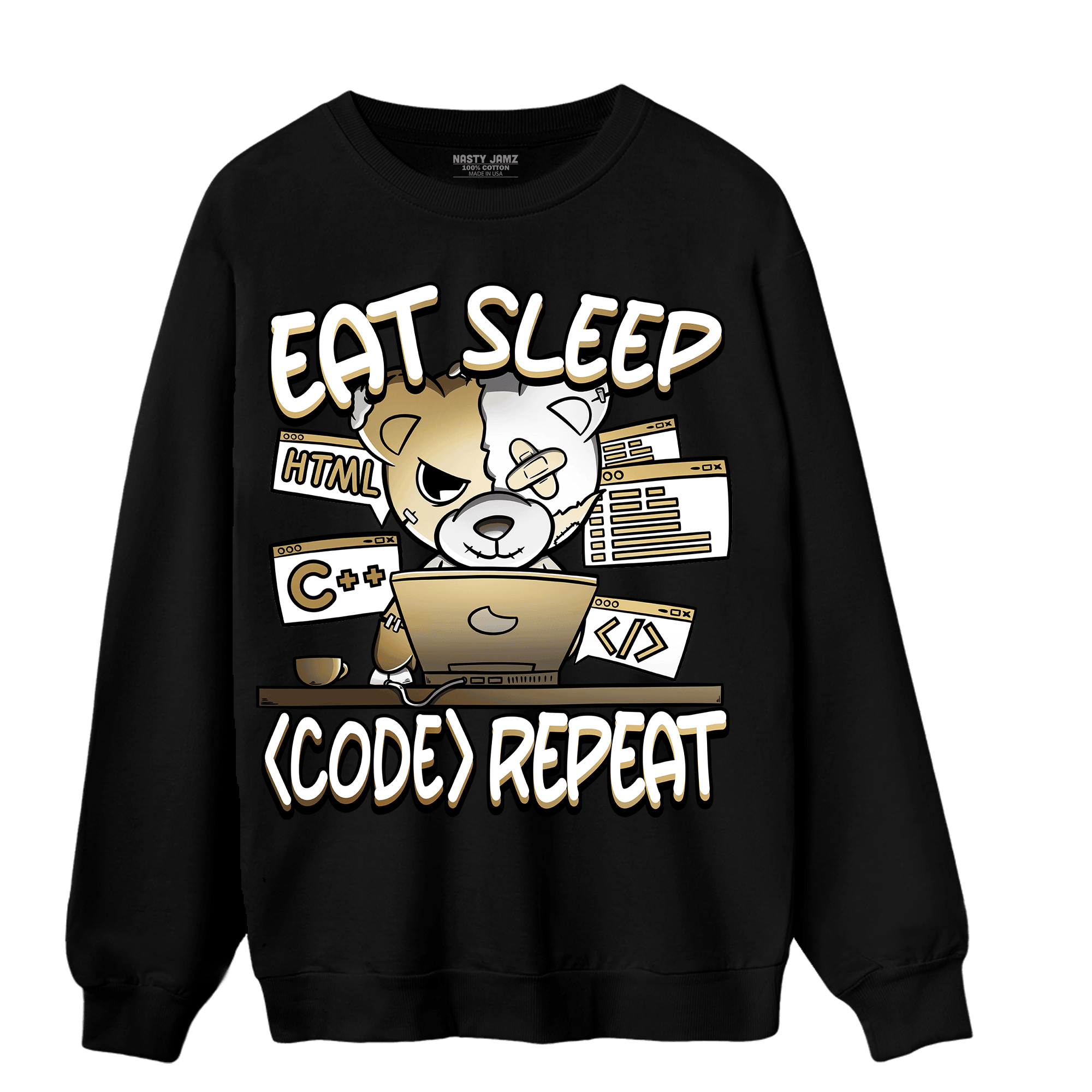 High OG Metallic Gold 1s Sweatshirt Match Eat Sleep Code BER - NastyJamz
