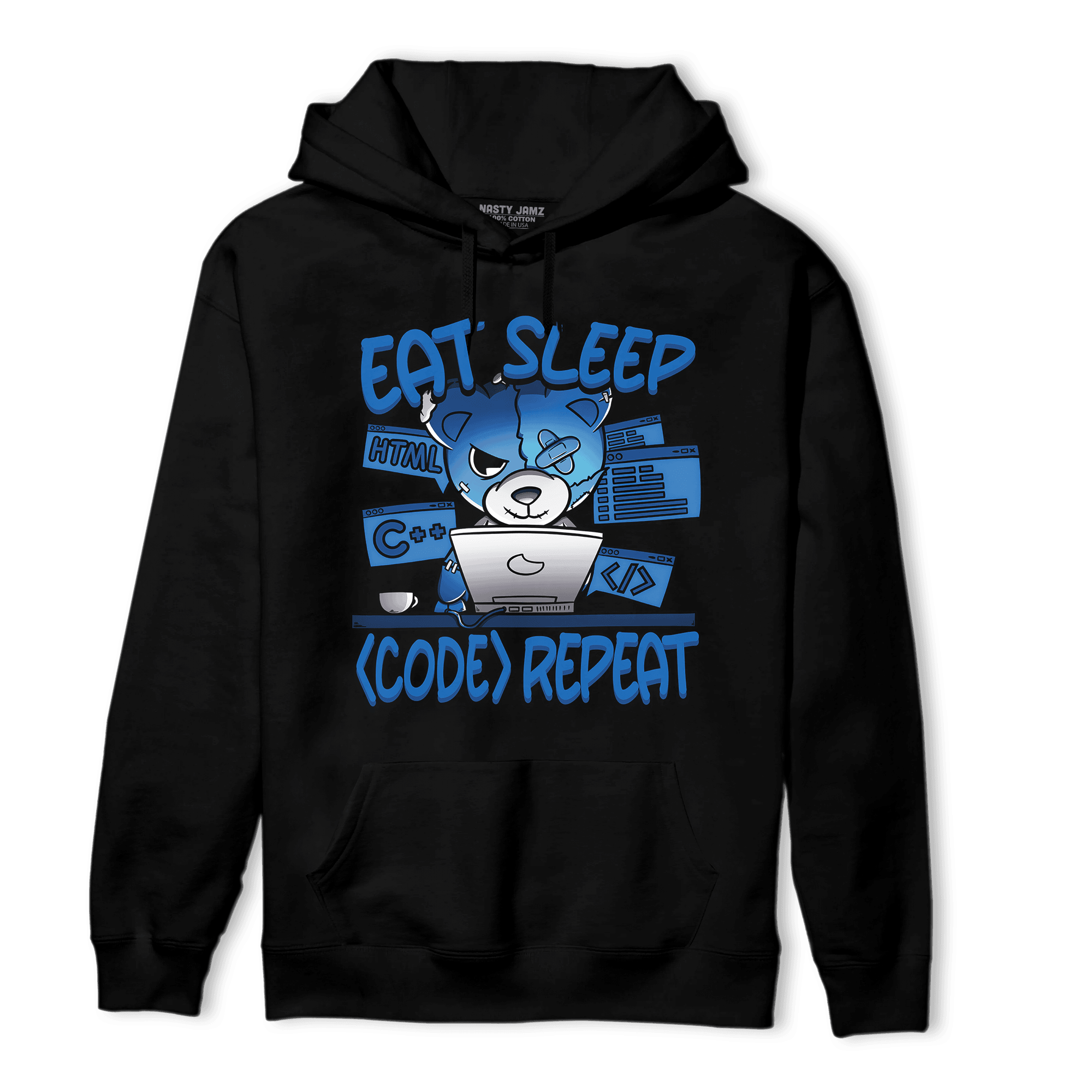 Royal Reimagined 1s Hoodie Match Eat Sleep Code BER - NastyJamz