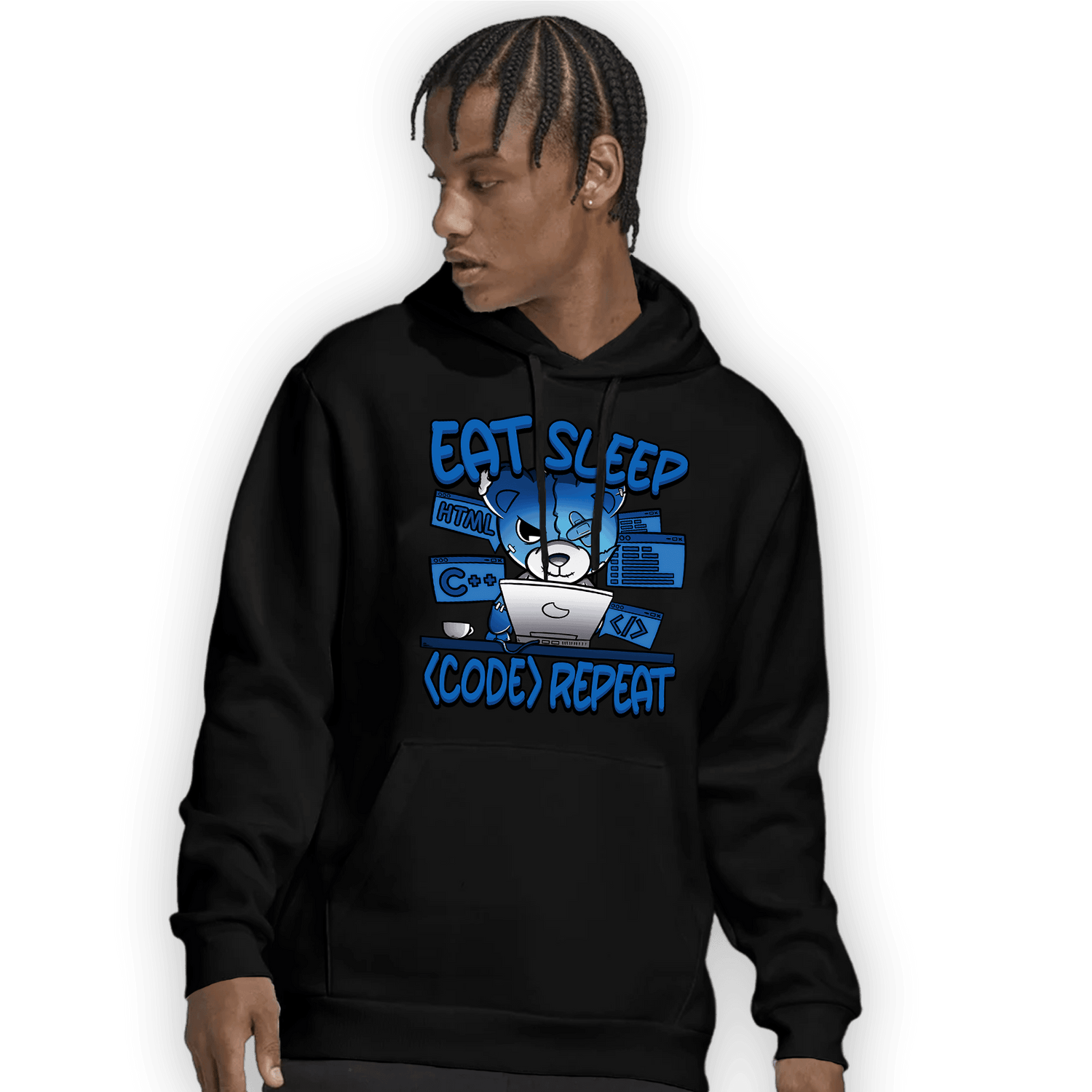 Royal Reimagined 1s Hoodie Match Eat Sleep Code BER - NastyJamz