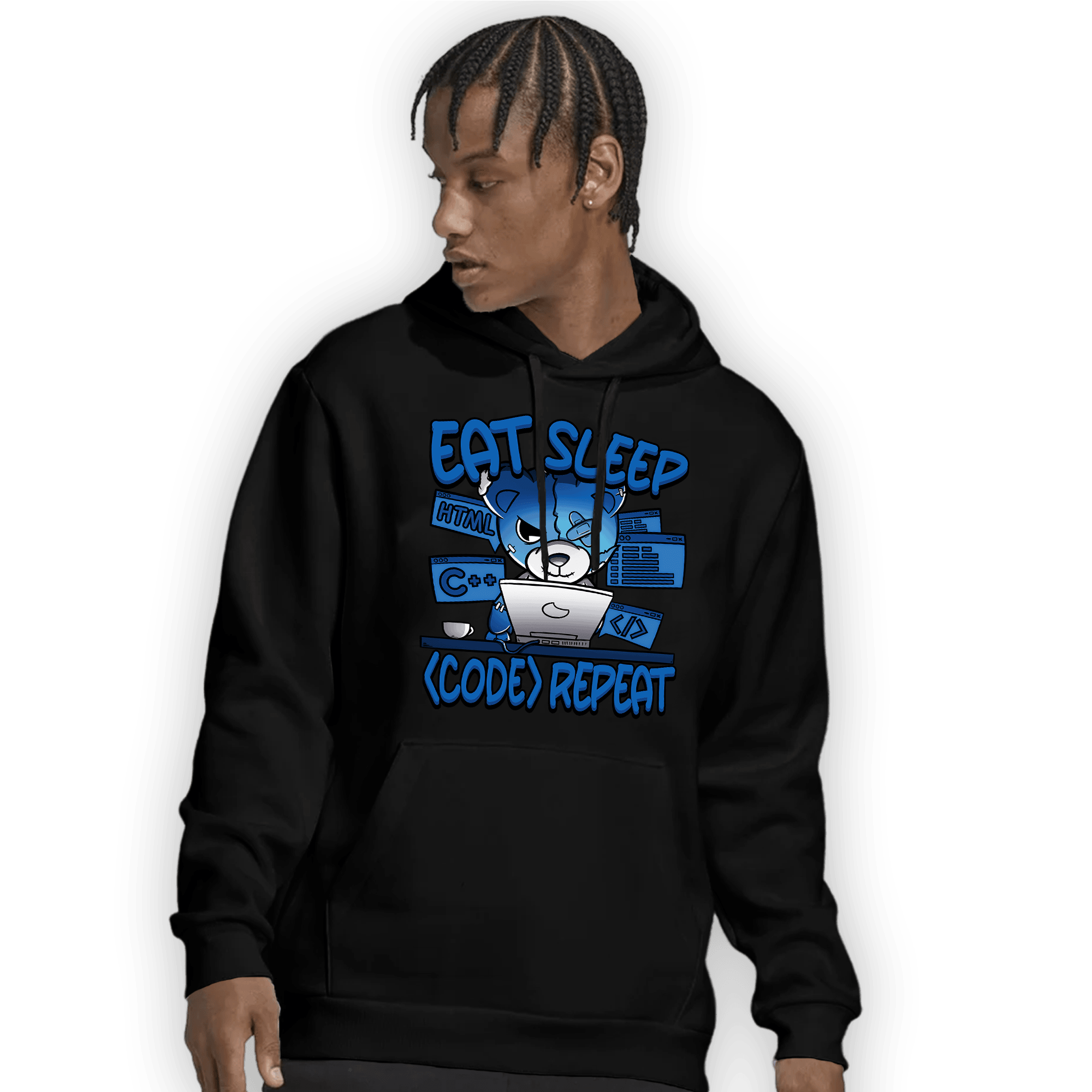 Royal Reimagined 1s Hoodie Match Eat Sleep Code BER - NastyJamz