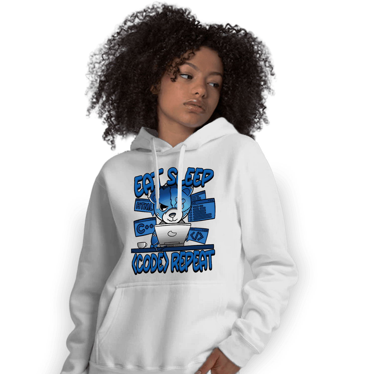 Royal Reimagined 1s Hoodie Match Eat Sleep Code BER - NastyJamz